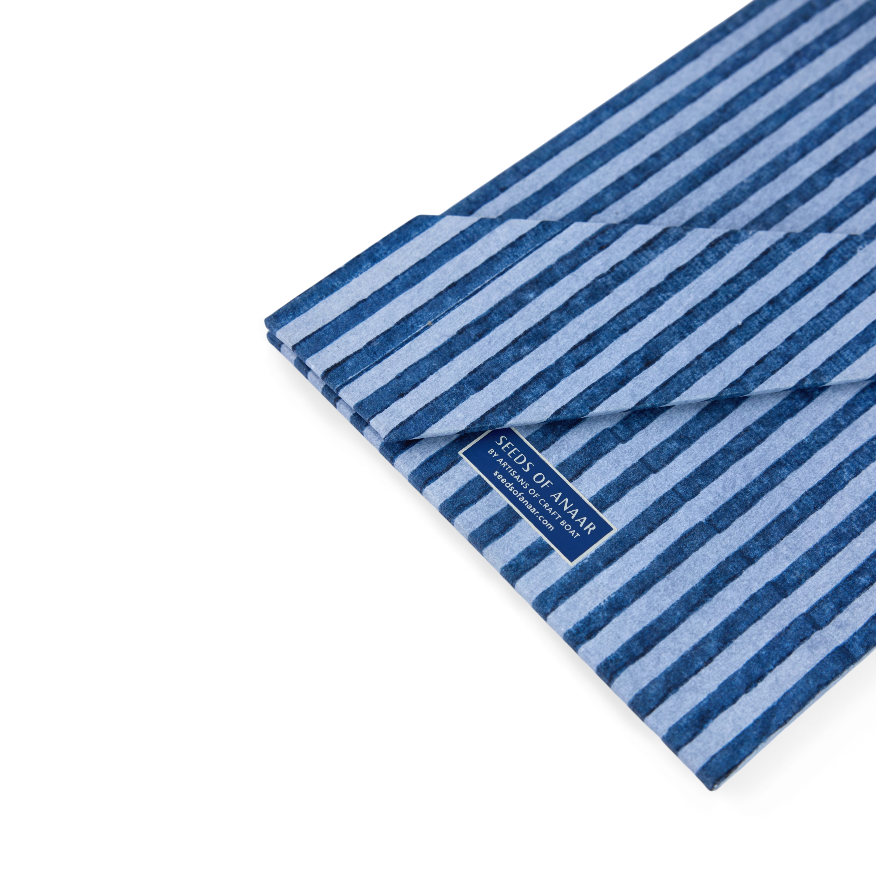 Harbor Blue Classic Stripe – Hand Block Printed Tabletop Picture Frame (7.25" x 5.75", fits 6" x 4" photo)