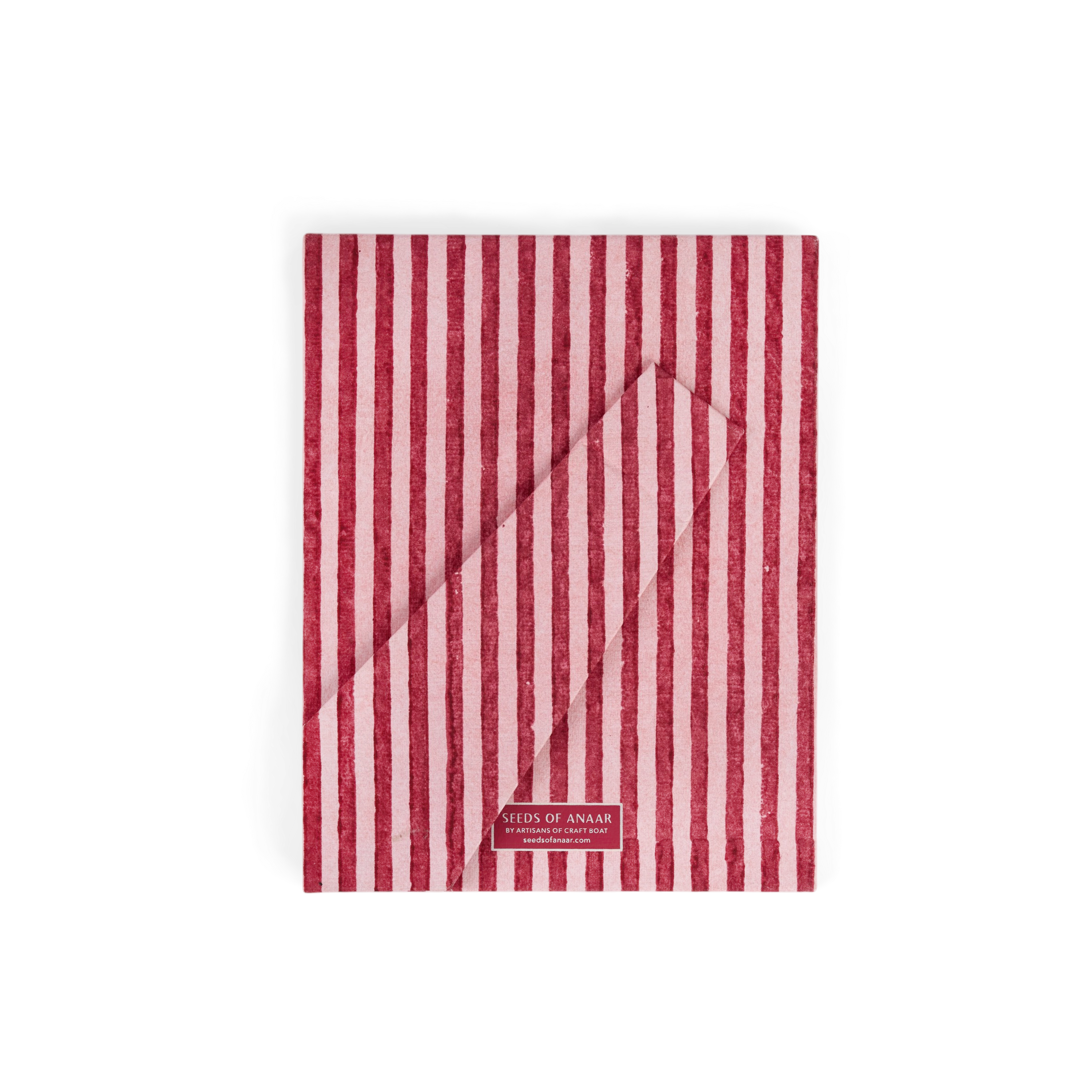 Garnet Red Classic Stripe – Hand Block Printed Tabletop Picture Frame (7.25" x 5.75", fits 6" x 4" photo)