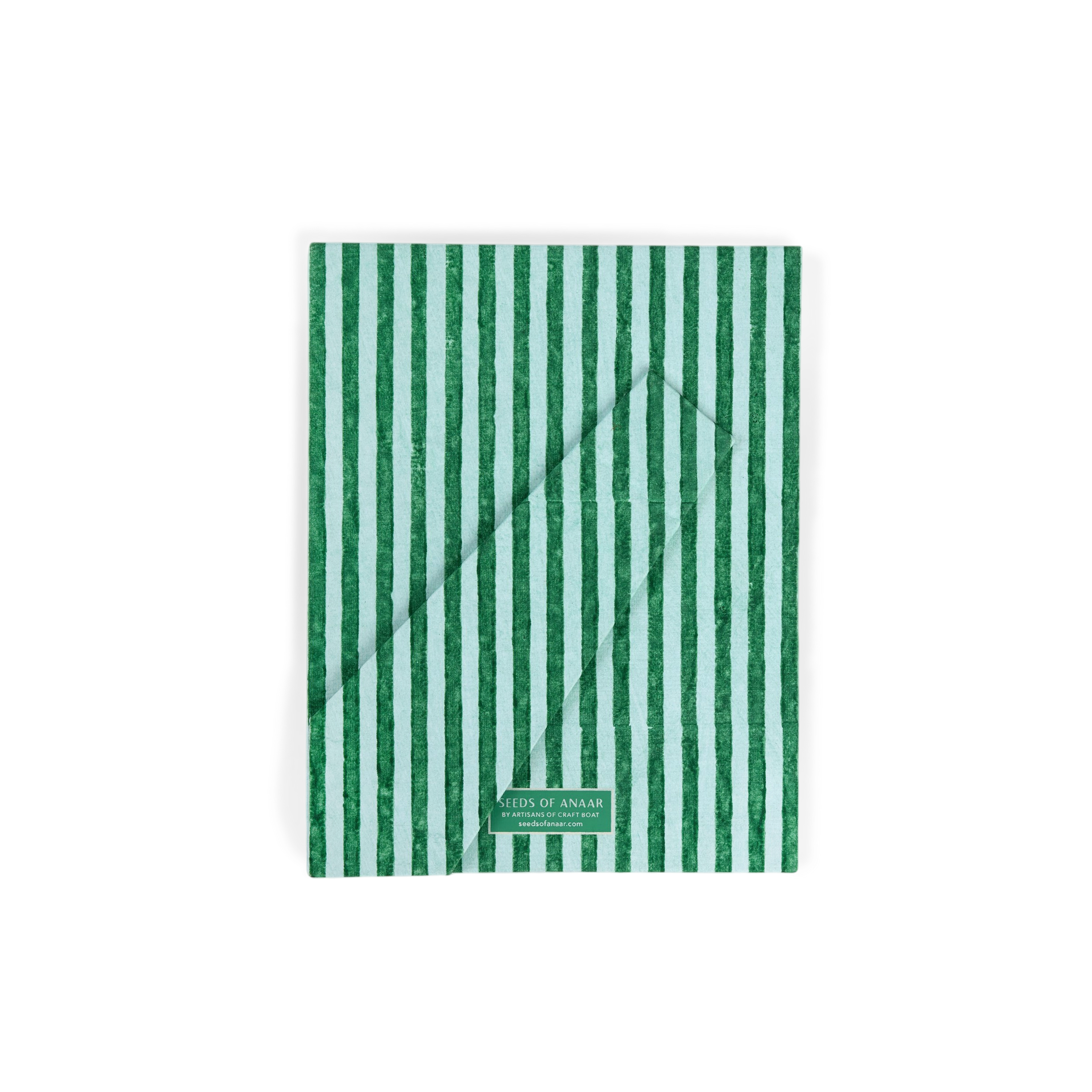 Celadon Green Classic Stripe – Hand Block Printed Tabletop Picture Frame (7.25" x 5.75", fits 6" x 4" photo)