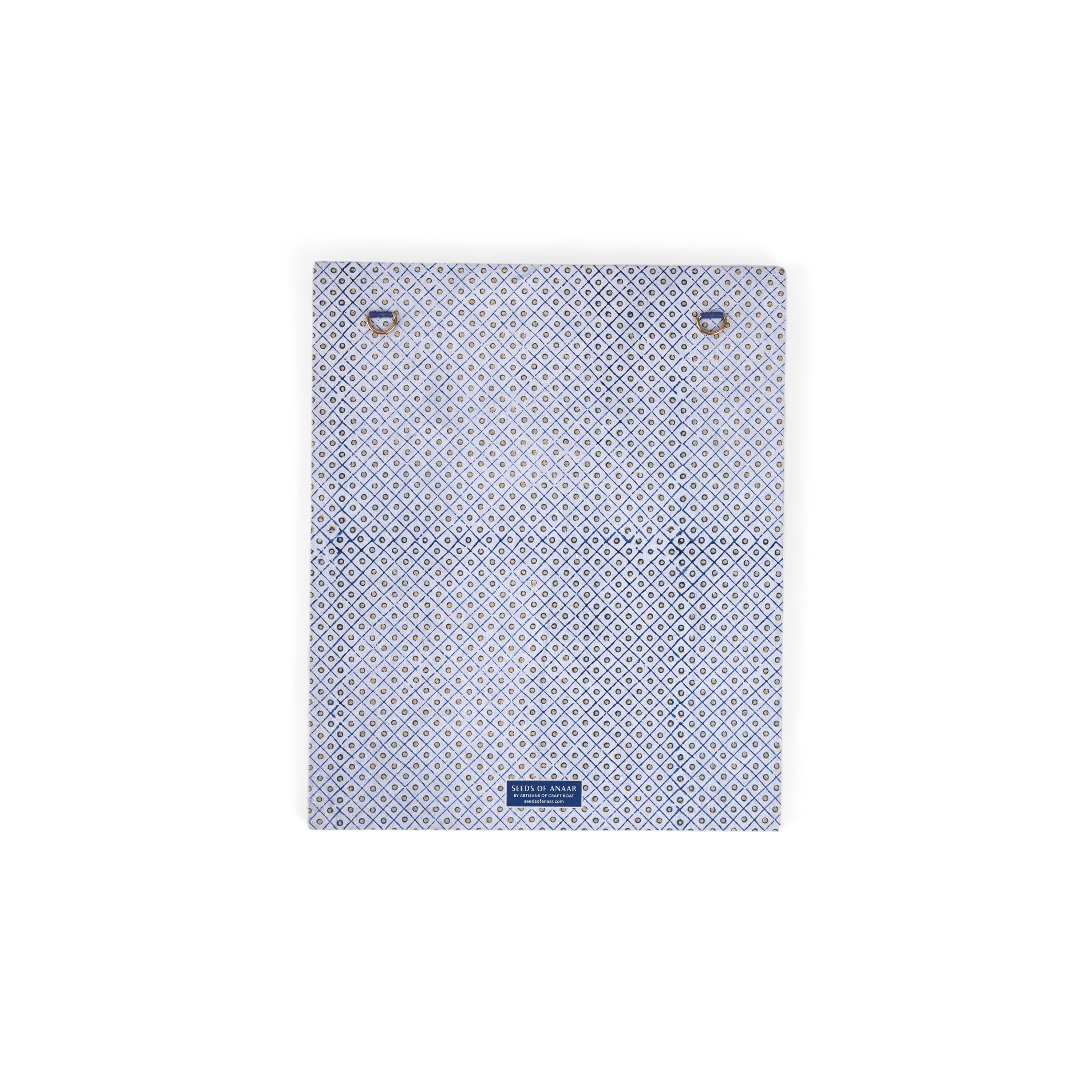 Harbor Blue Blooming Trellis – Hand Block Printed Wall Picture Frame (12" x 10", fits 7" x 5" photo)