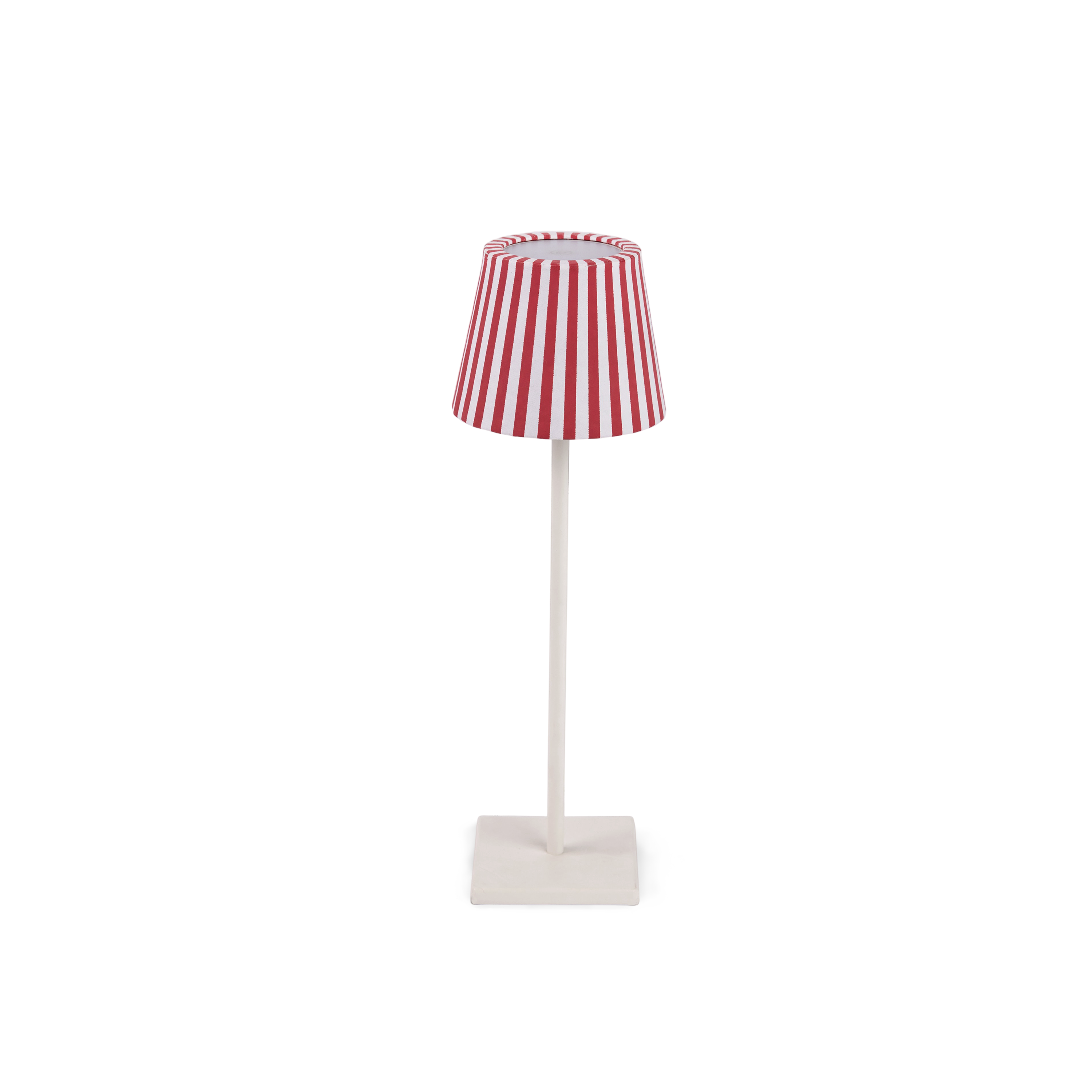 Garnet Red Bengal Stripe – Hand Block Printed Lampshade Cover (3.75" H x 4.5" W x 3.5" Ø | 100% Recycled Cotton Handmade Paper)