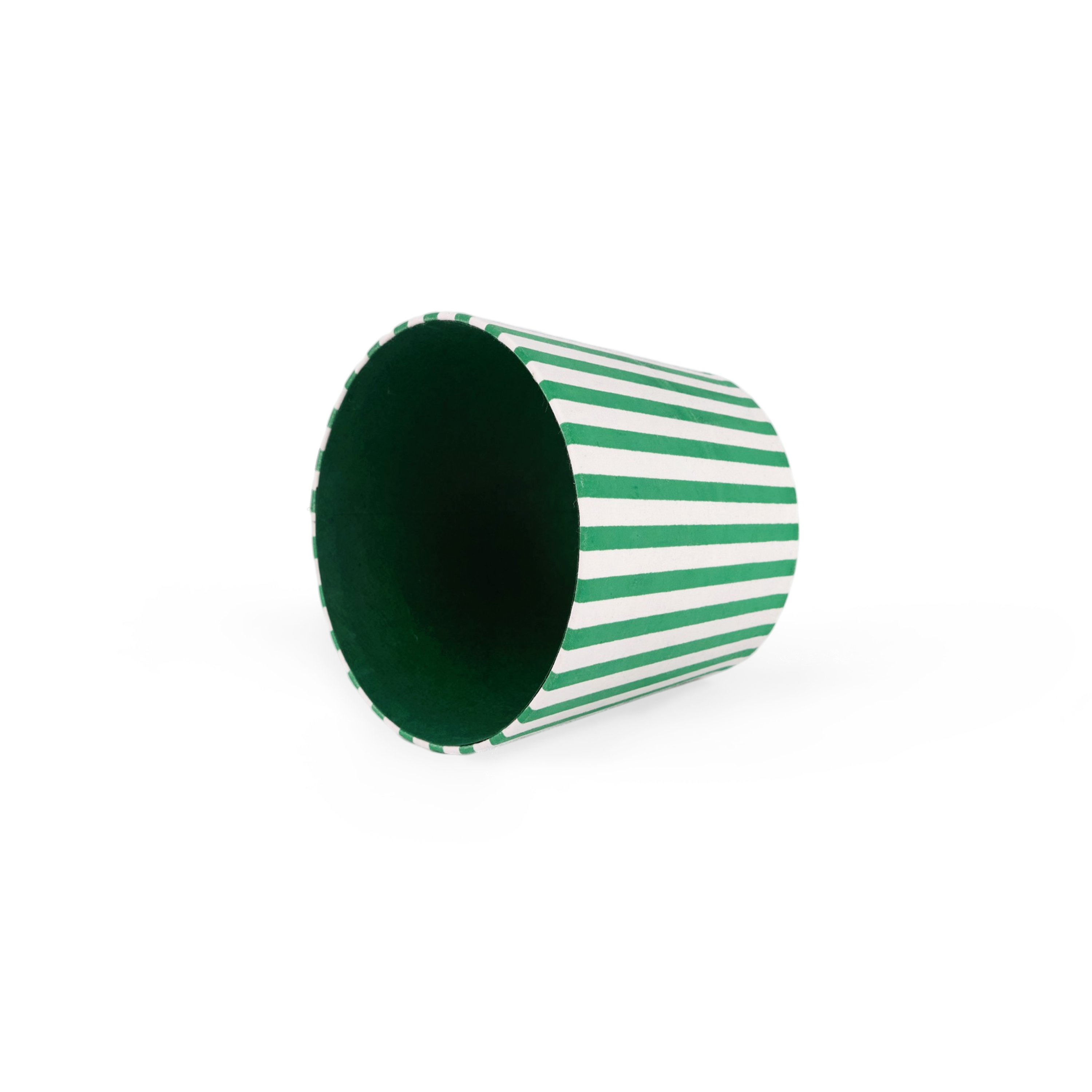 Celadon Green Bengal Stripe – Hand Block Printed Lampshade Cover (3.75" H x 4.5" W x 3.5" Ø | 100% Recycled Cotton Handmade Paper)