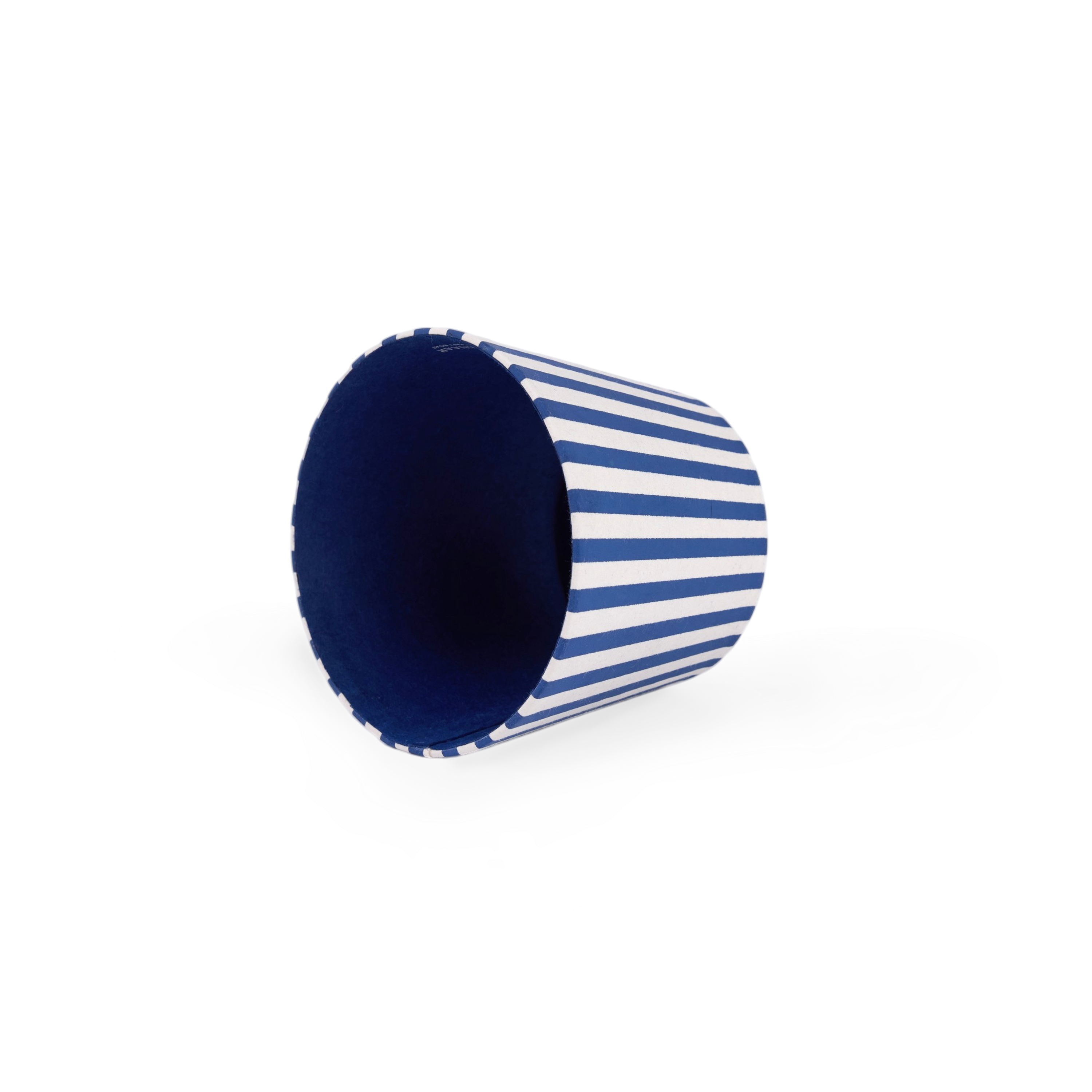 Harbor Blue Bengal Stripe – Hand Block Printed Lampshade Cover (3.75" H x 4.5" W x 3.5" Ø | 100% Recycled Cotton Handmade Paper)