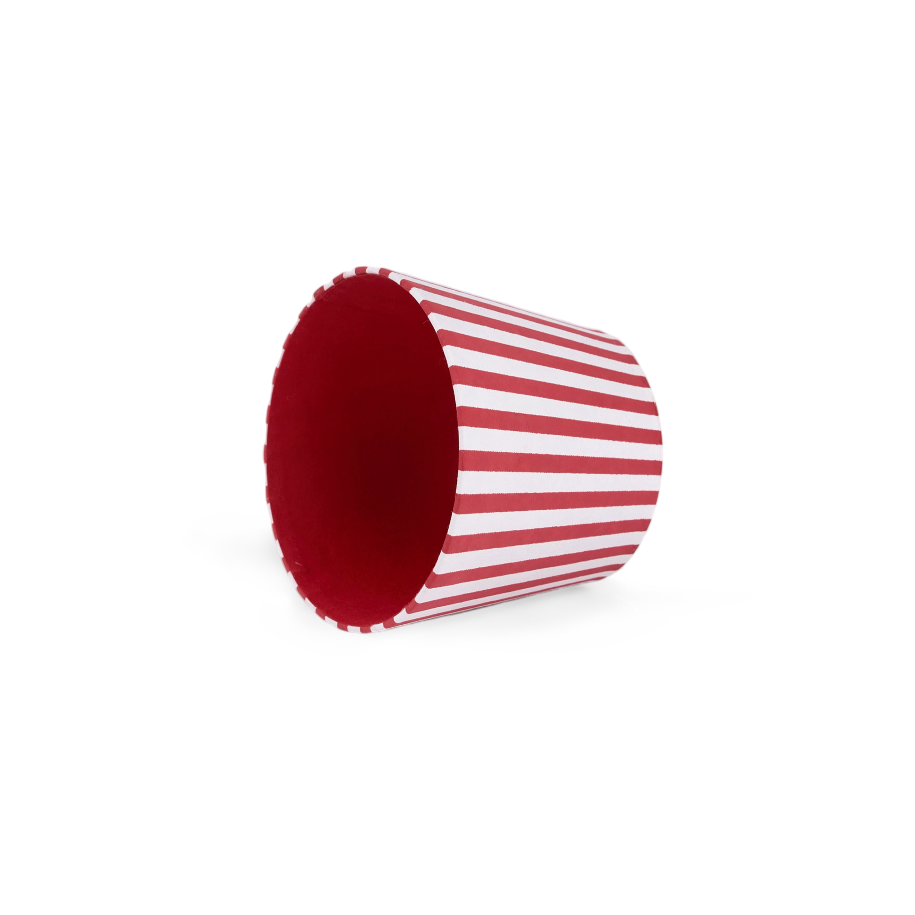 Garnet Red Bengal Stripe – Hand Block Printed Lampshade Cover (3.75" H x 4.5" W x 3.5" Ø | 100% Recycled Cotton Handmade Paper)