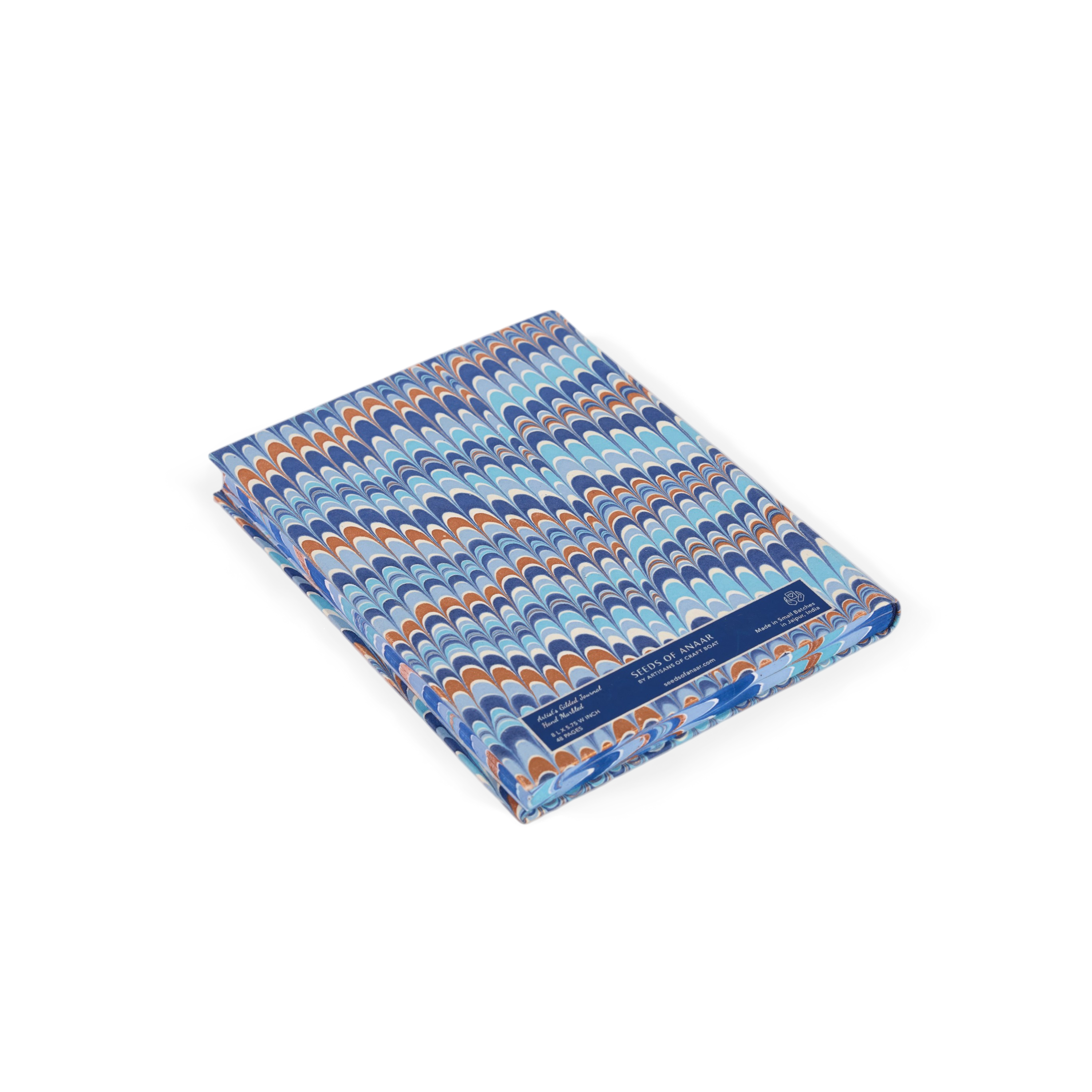 Harbor Blue Mountain – Hand Marbled Journal A5 | 48 Pages | 130gsm Paper