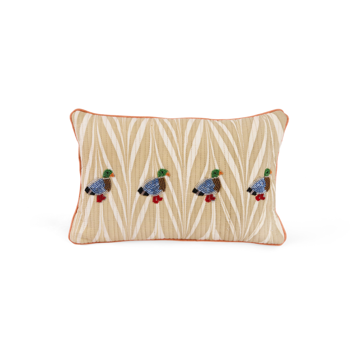 Soyabean Banyan – Hand Embroidered Cushion Cover (12" W× 7.5" H)
