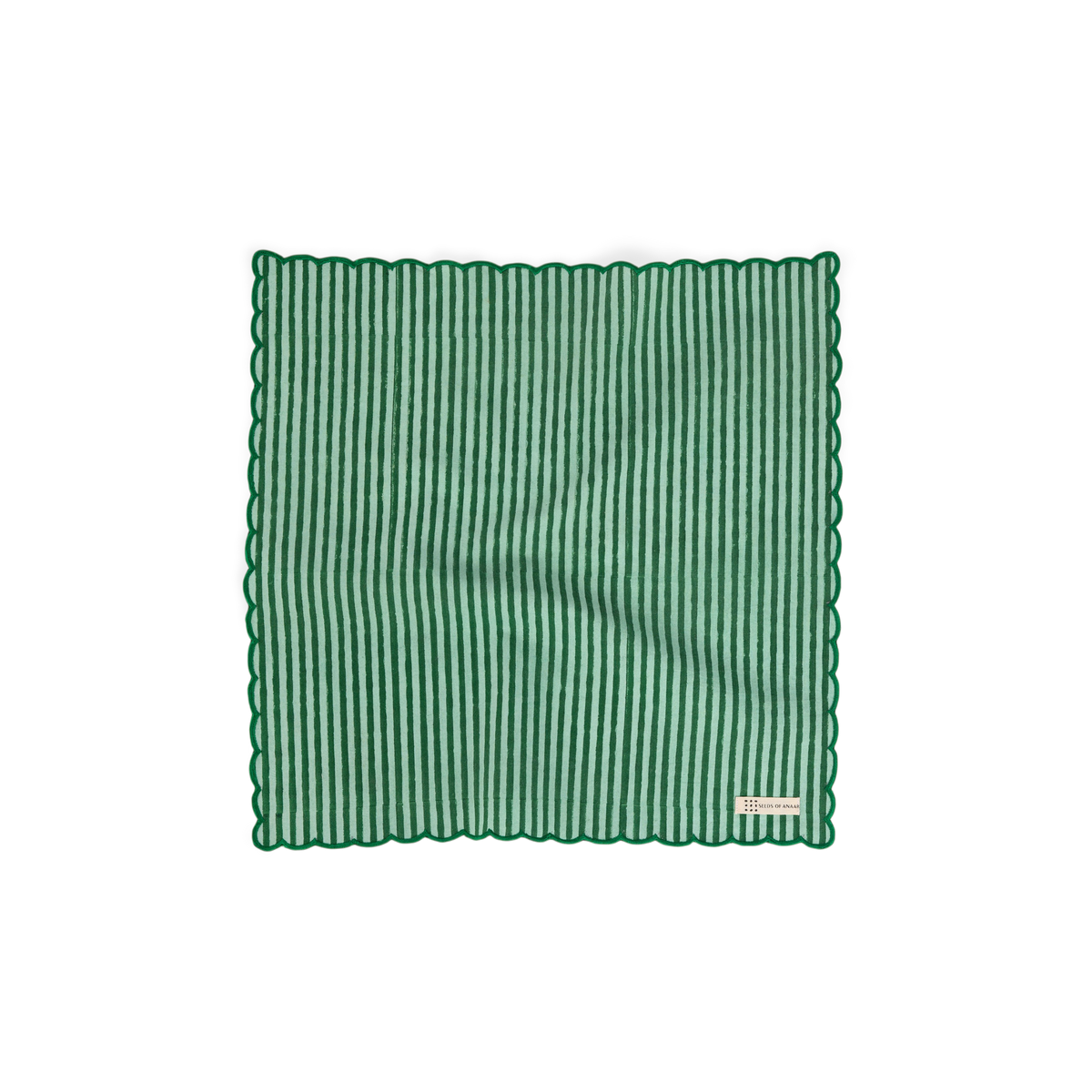 Celadon Green Classic Stripe – Hand Embroidery Printed Cotton Napkin (Set of 2) (18" x 18")