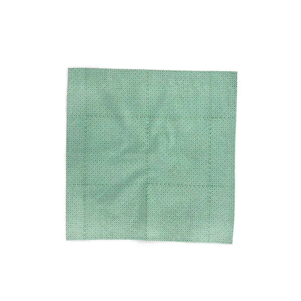 Celadon Green Dot & Grid – Hand Block Printed Cotton Napkin (Set of 2) (18" x 18")