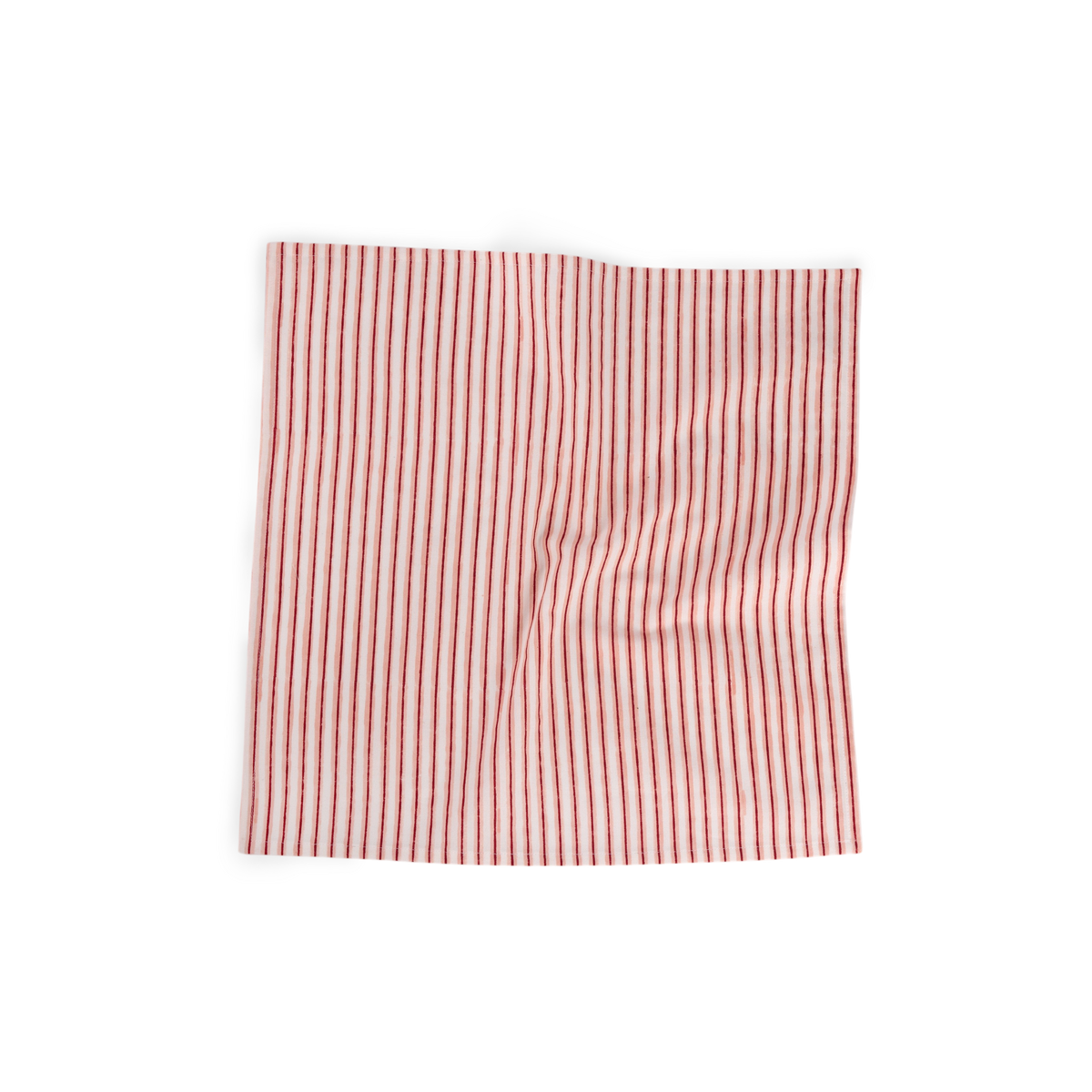 Garnet Red Shadow Stripe – Hand Block Printed Cotton Napkin (Set of 2) (18" x 18")