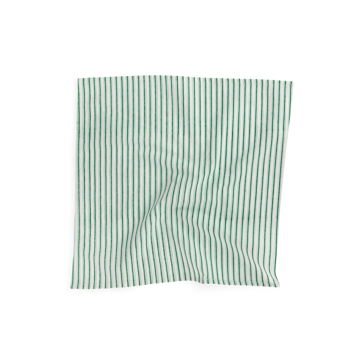 Celadon Green Shadow Stripe – Hand Block Printed Cotton Napkin (Set of 2) (18" x 18")