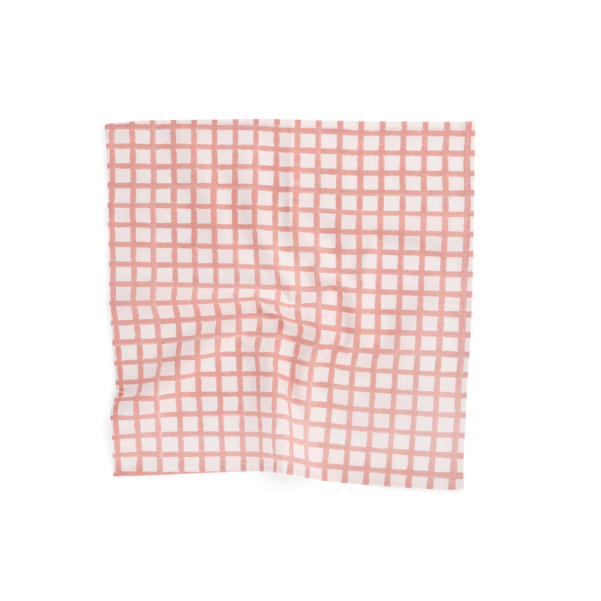 Pink Graph Checks – Hand Block Printed Cotton Napkin (Set of 2) (18" x 18")