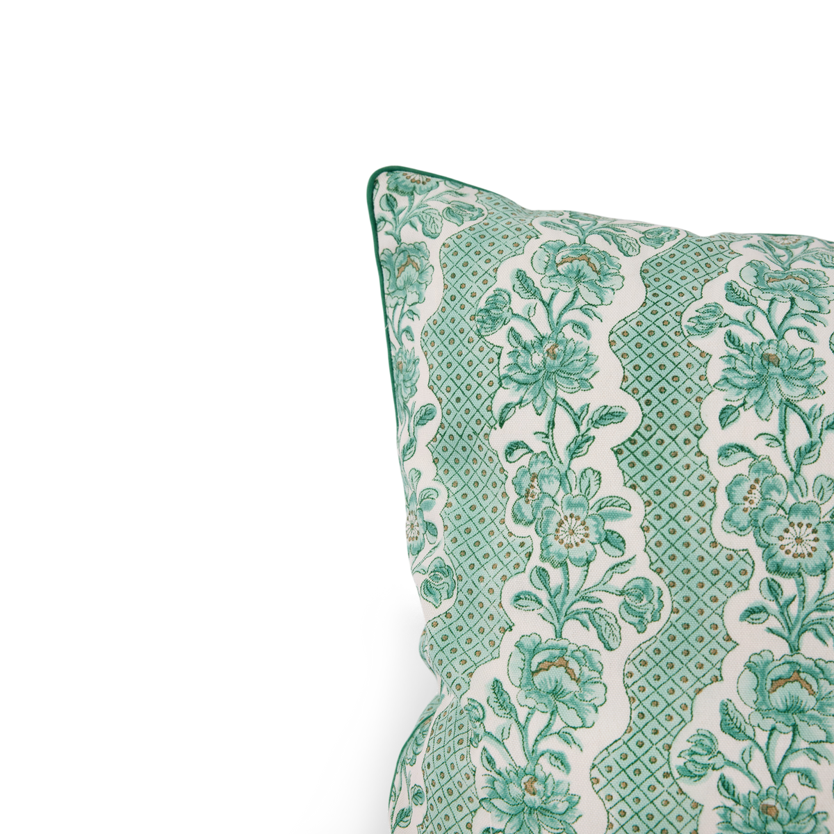 Celadon Green Blooming Trellis – Hand Block Printed Cotton Pillow Cover (20" x 20")