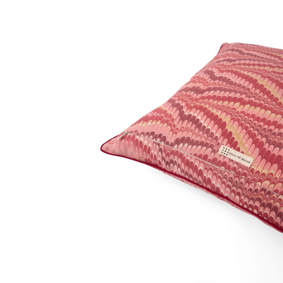 Garnet Red Mountain – Hand Marbled Cotton Cushion Cover (18" x 18")