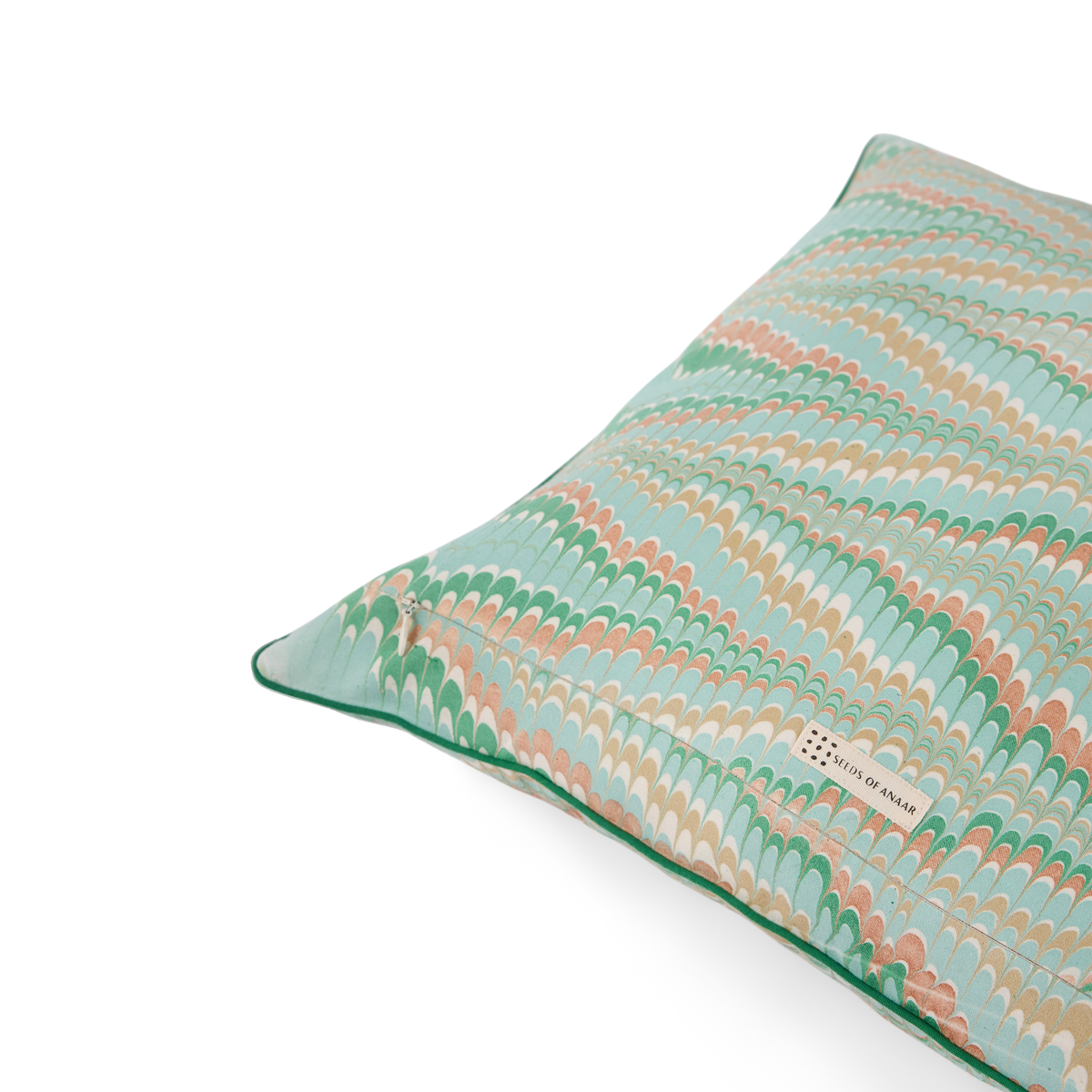 Celadon Green Mountain – Hand Marbled Cotton Cushion Cover (18" x 18")