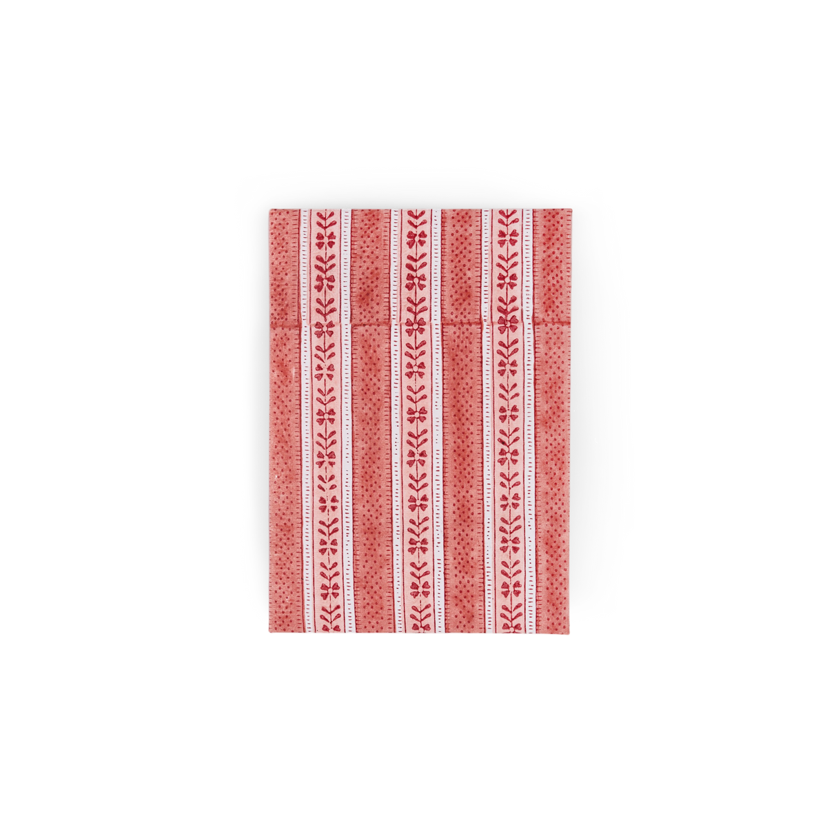 Garnet Red Floral Stripe – Hand Block Printed Greeting Card Folder Set (6” x 4” | 100% Recycled Cotton Paper)