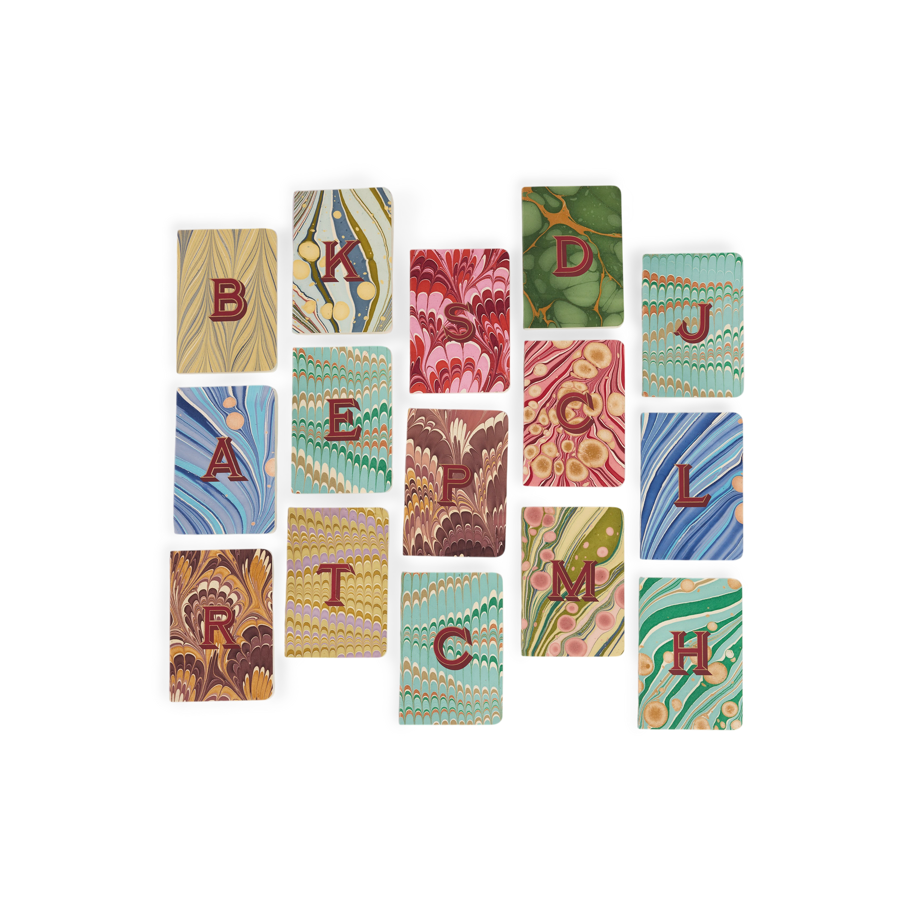 Alphabet Pocket Notebook – Hand-Marbled Notebook (5.5" W x 3.75" H)