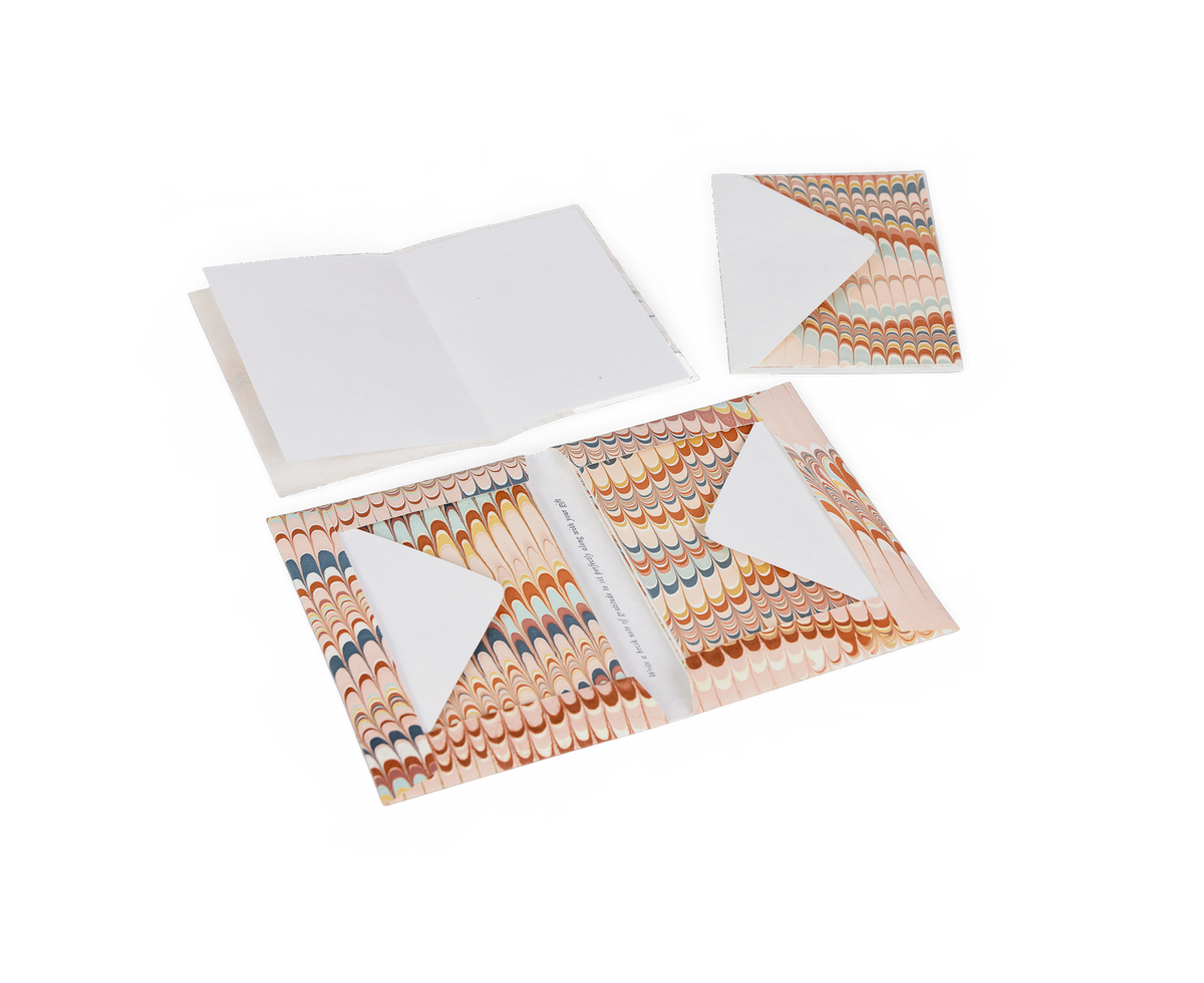 Sunset Wave – Hand Marbled Greeting Card Folder Set (6” x 4” | 100% Recycled Cotton Paper)
