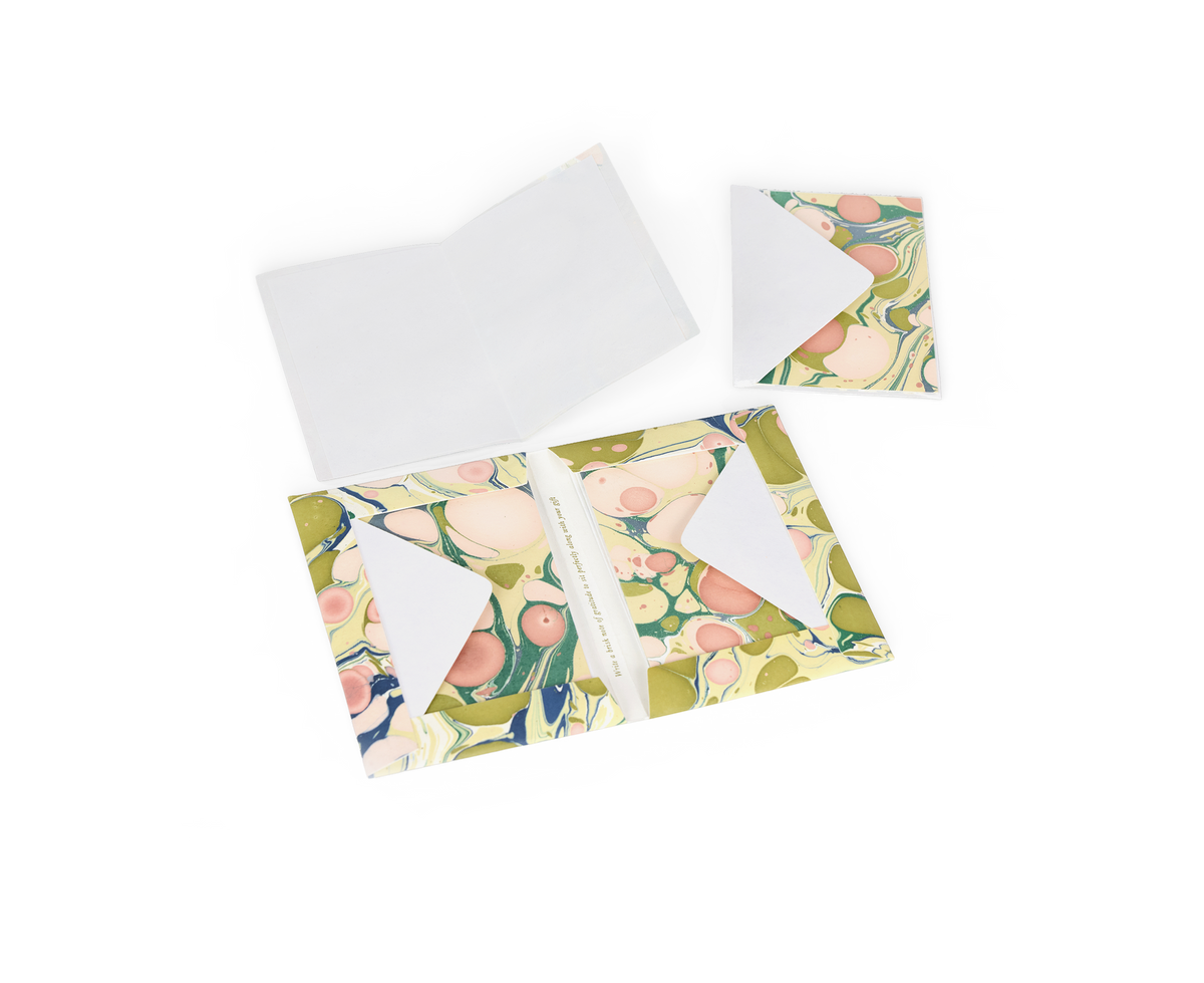 Meadow Stone – Hand Marbled Greeting Card Folder Set (6” x 4” | 100% Recycled Cotton Paper)