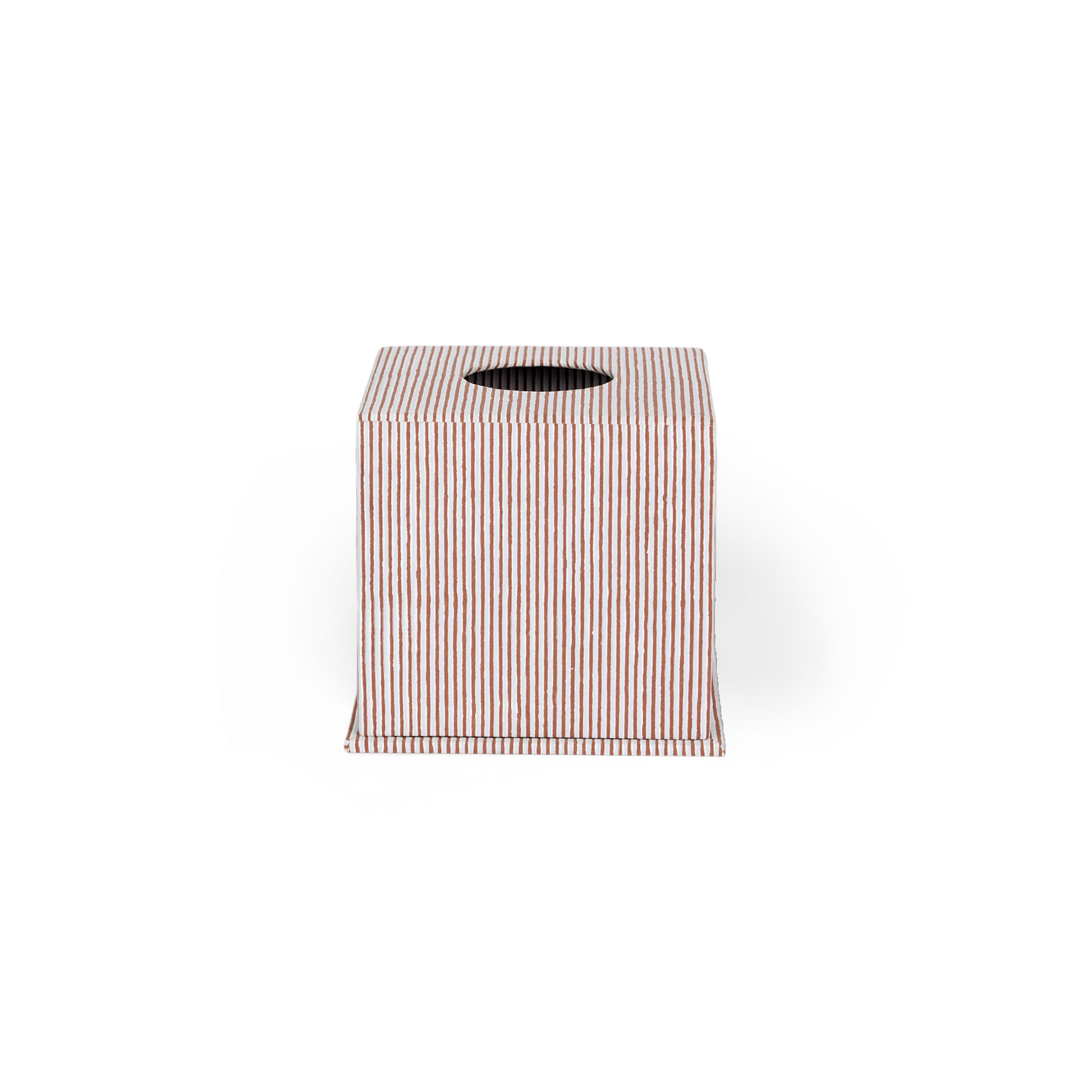 Terracotta Stripe – Hand Block Printed Tissue Box Cover (5.25” H x 5” W x 5” D)