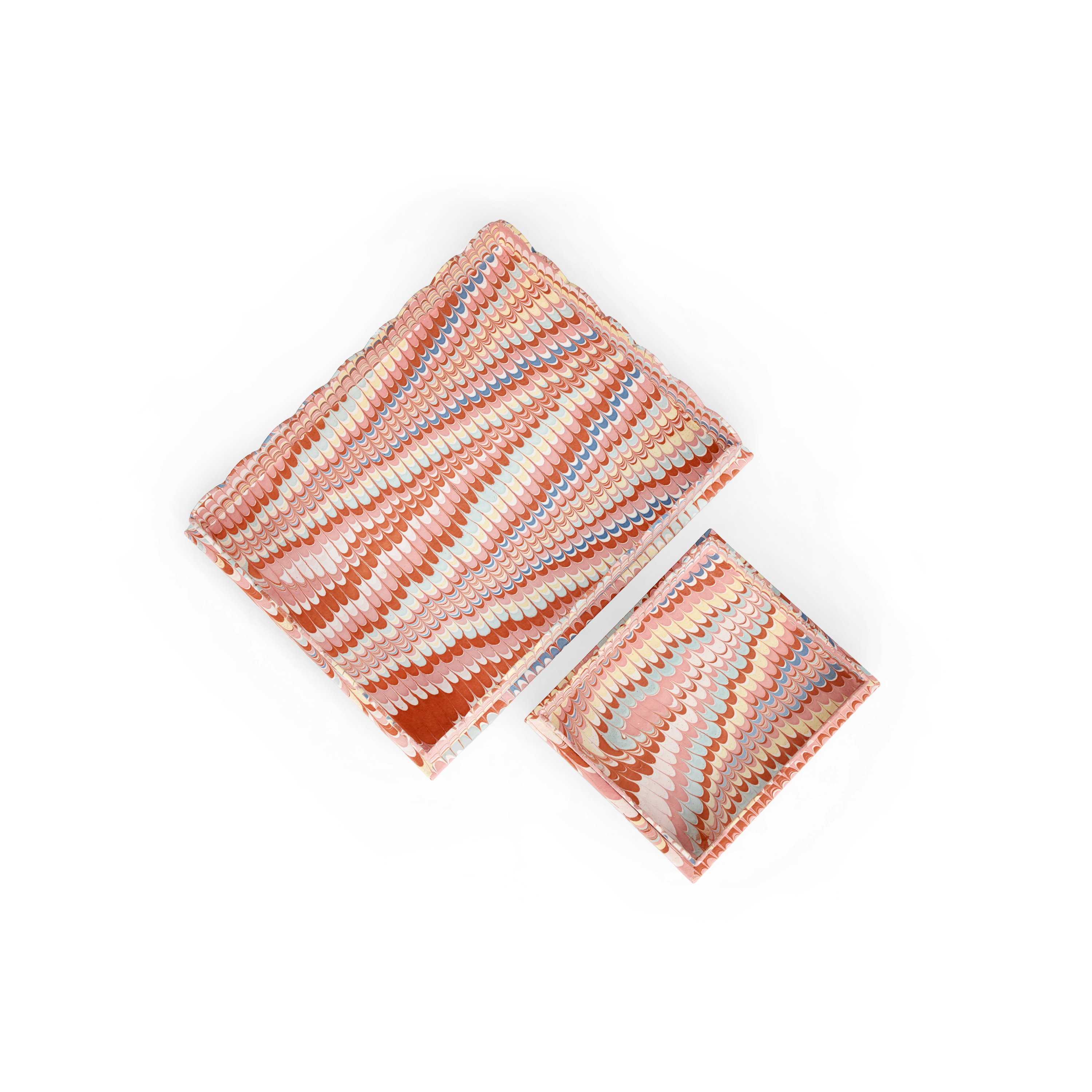 Sunset Wave – Hand Marbled Scalloped Tray in Warm Coastal Tones (12" x 9.5" x 1.5")