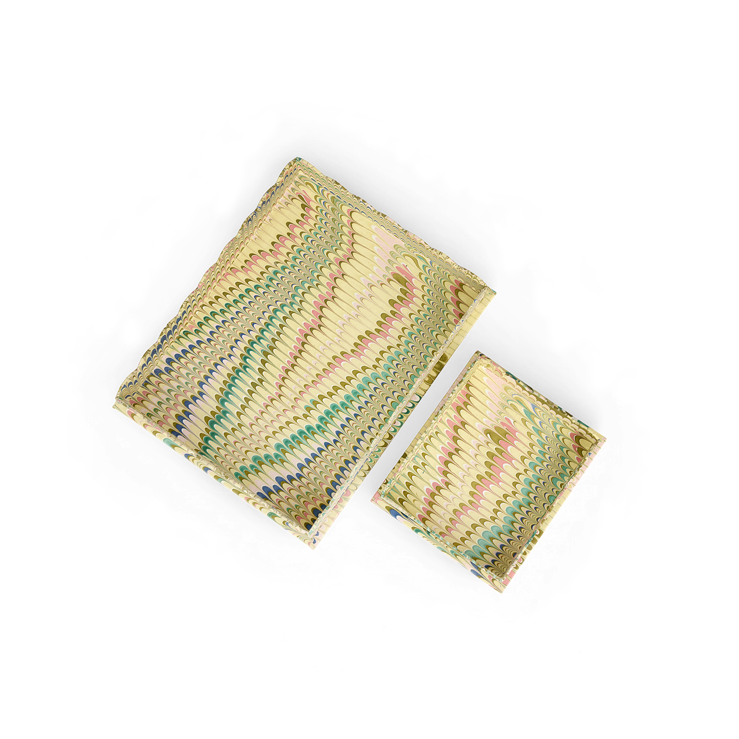 Meadow Wave – Hand Marbled Scalloped Tray in Warm Coastal Tones (12" x 9.5" x 1.5")