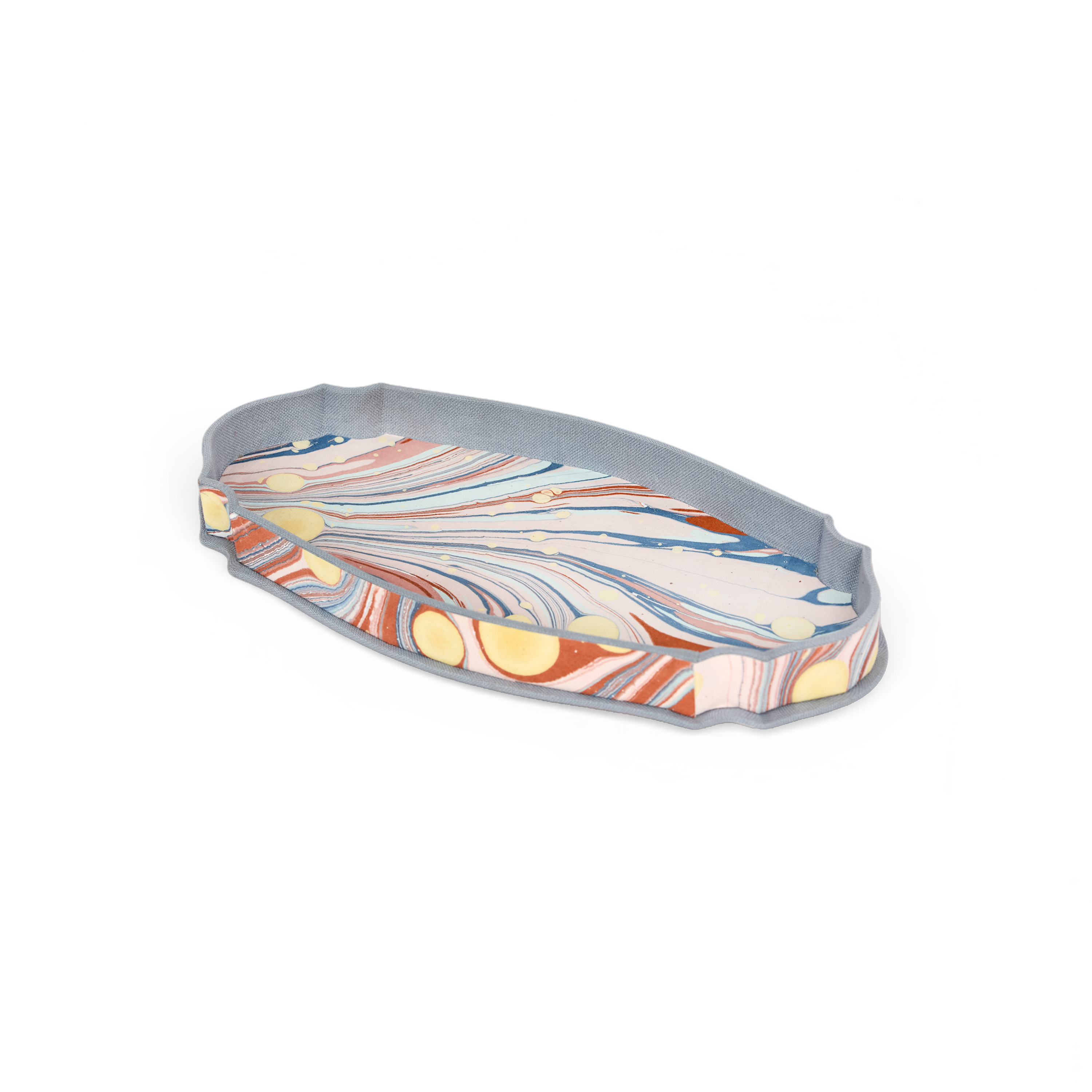 Sunset Swirl – Hand Marbled Crest Tray (9.25" x 4.75" x 1")