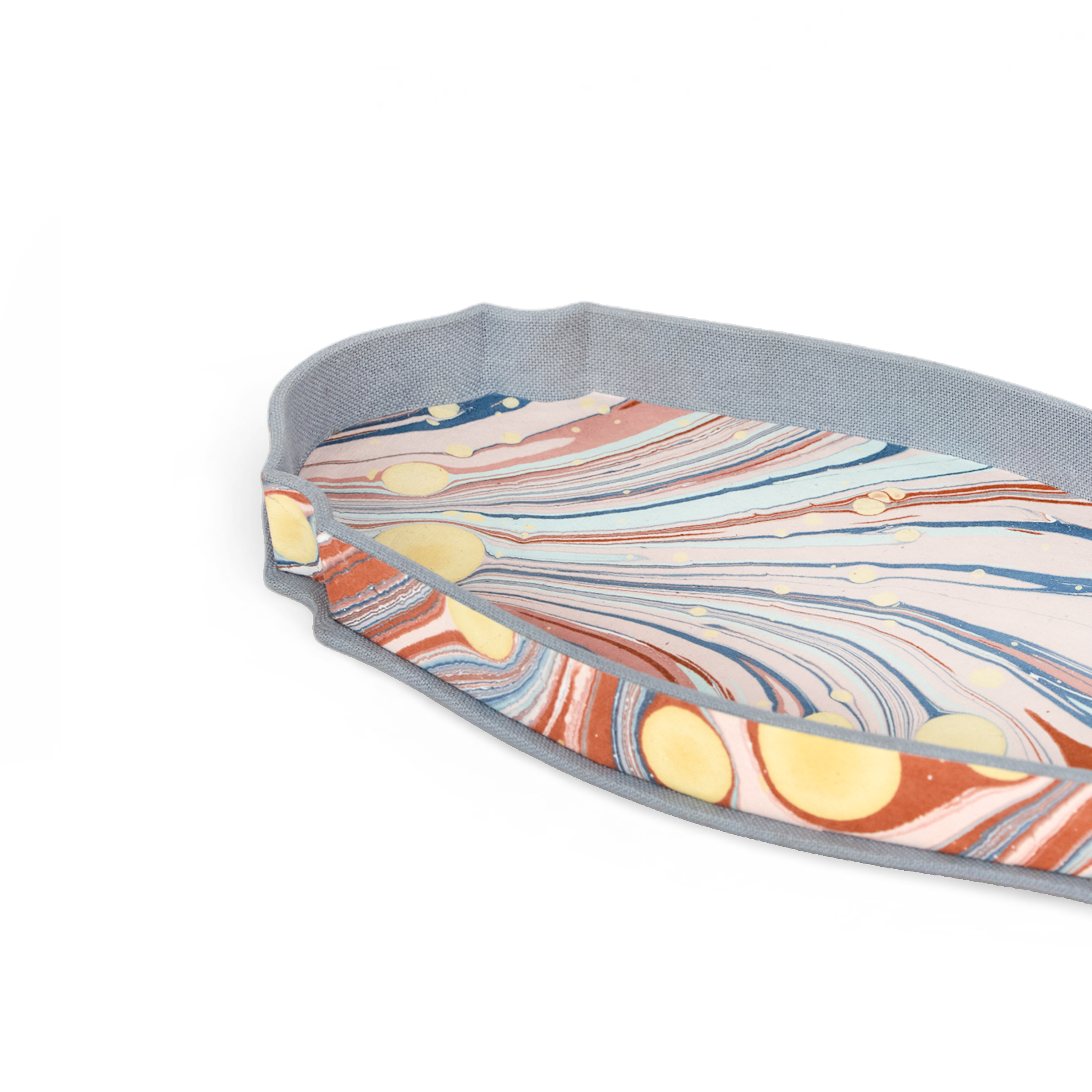 Sunset Swirl – Hand Marbled Crest Tray (9.25" x 4.75" x 1")