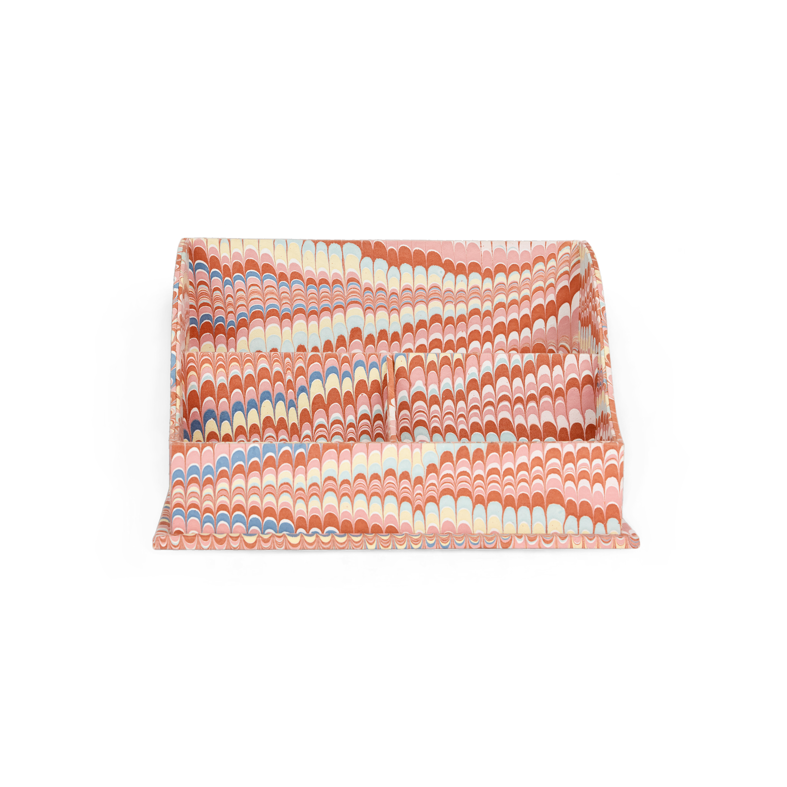 Sunset Wave – Hand Marbled Letter Sorter (10.25” L x 6” W x 6” H | 100% Recycled Cotton Paper)