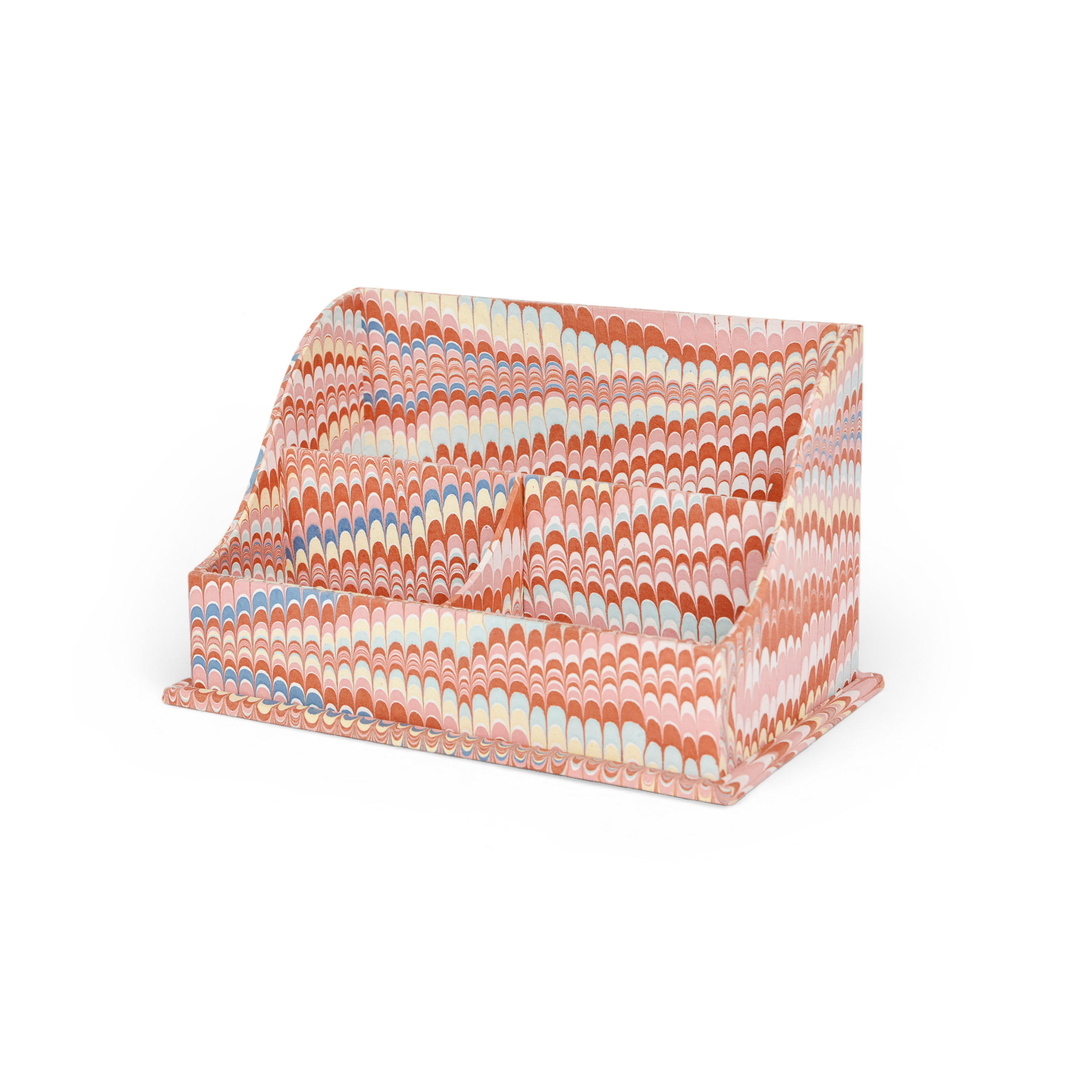 Sunset Wave – Hand Marbled Letter Sorter (10.25” L x 6” W x 6” H | 100% Recycled Cotton Paper)