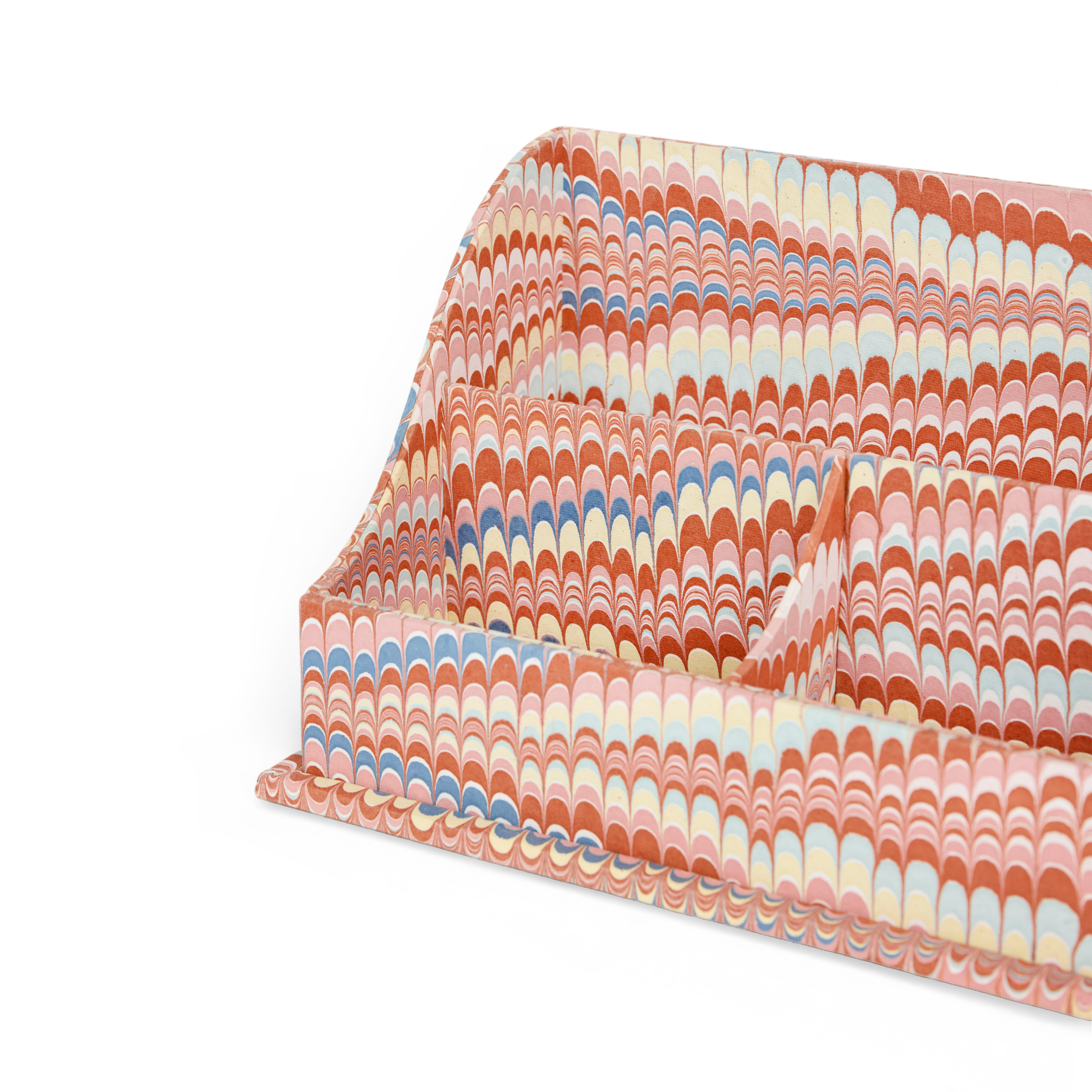 Sunset Wave – Hand Marbled Letter Sorter (10.25” L x 6” W x 6” H | 100% Recycled Cotton Paper)