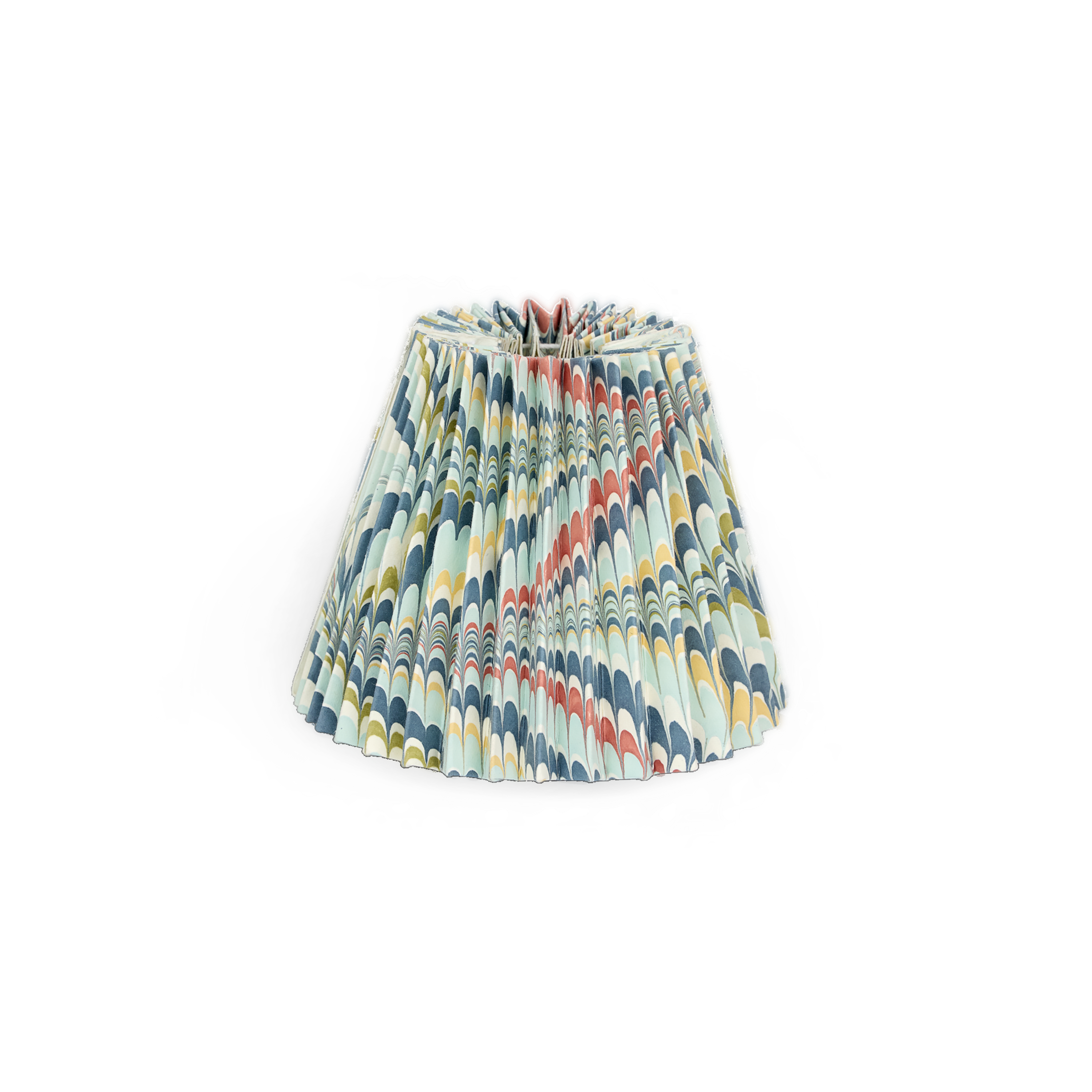 Ocean Wave – Hand Marbled Pleated Lampshade (5.5” H x 6.75” W x 3.5” Ø | 100% Recycled Cotton Paper)
