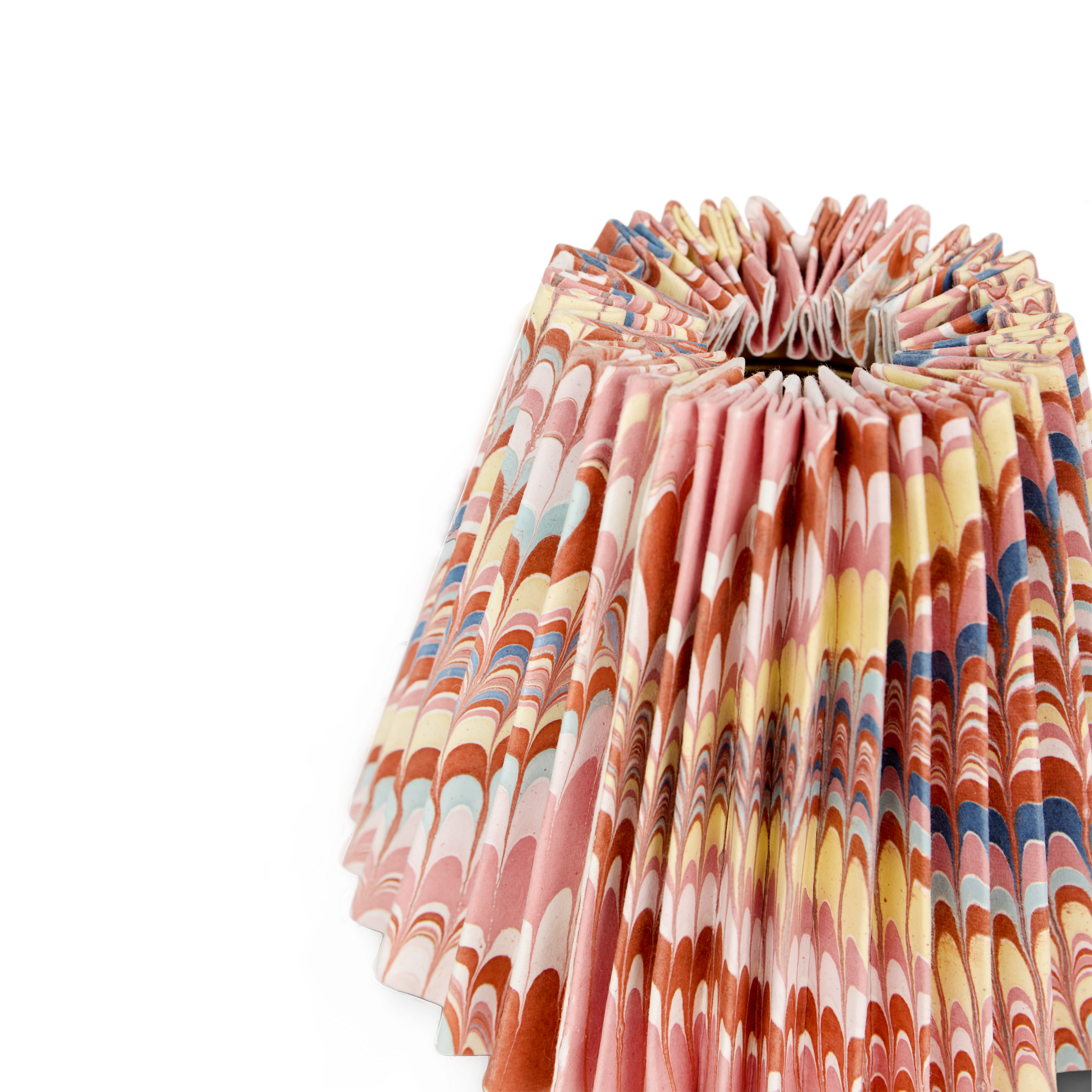 Sunset Wave – Hand Marbled Pleated Lampshade (5.5” H x 6.75” W x 3.5” Ø | 100% Recycled Cotton Paper)