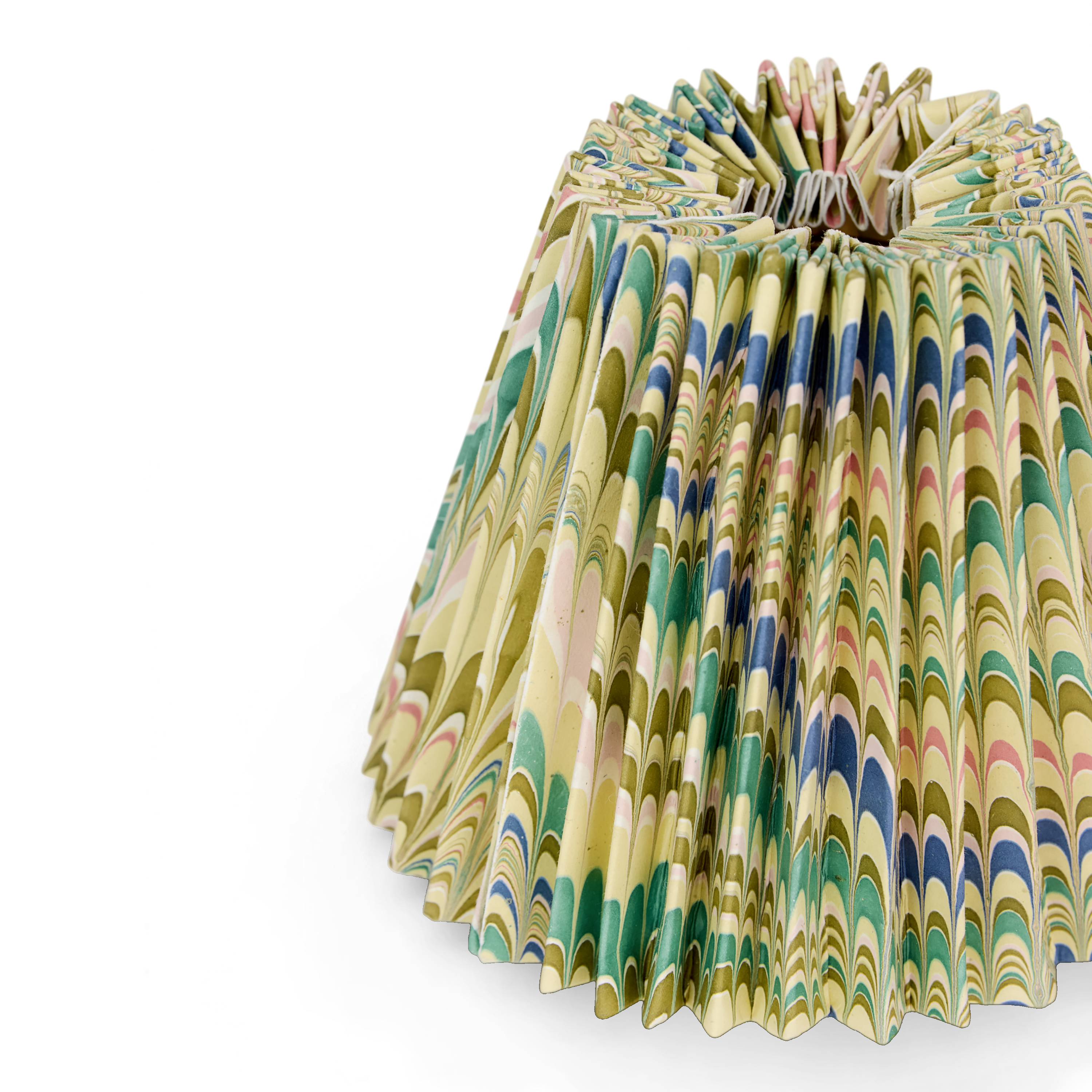 Meadow Wave – Hand Marbled Pleated Lampshade (5.5” H x 6.75” W x 3.5” Ø | 100% Recycled Cotton Paper)