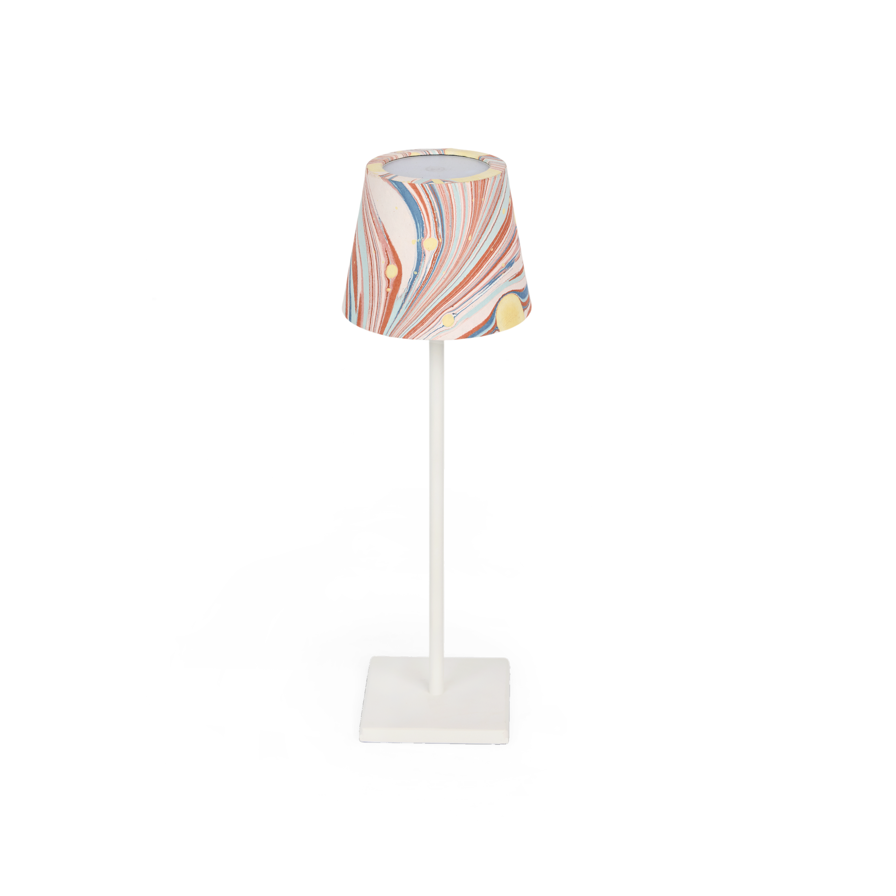 Sunset Swirl – Hand Marbled Lampshade Cover (3.75” H x 4.5” W x 3.5” Ø | 100% Recycled Cotton Paper)
