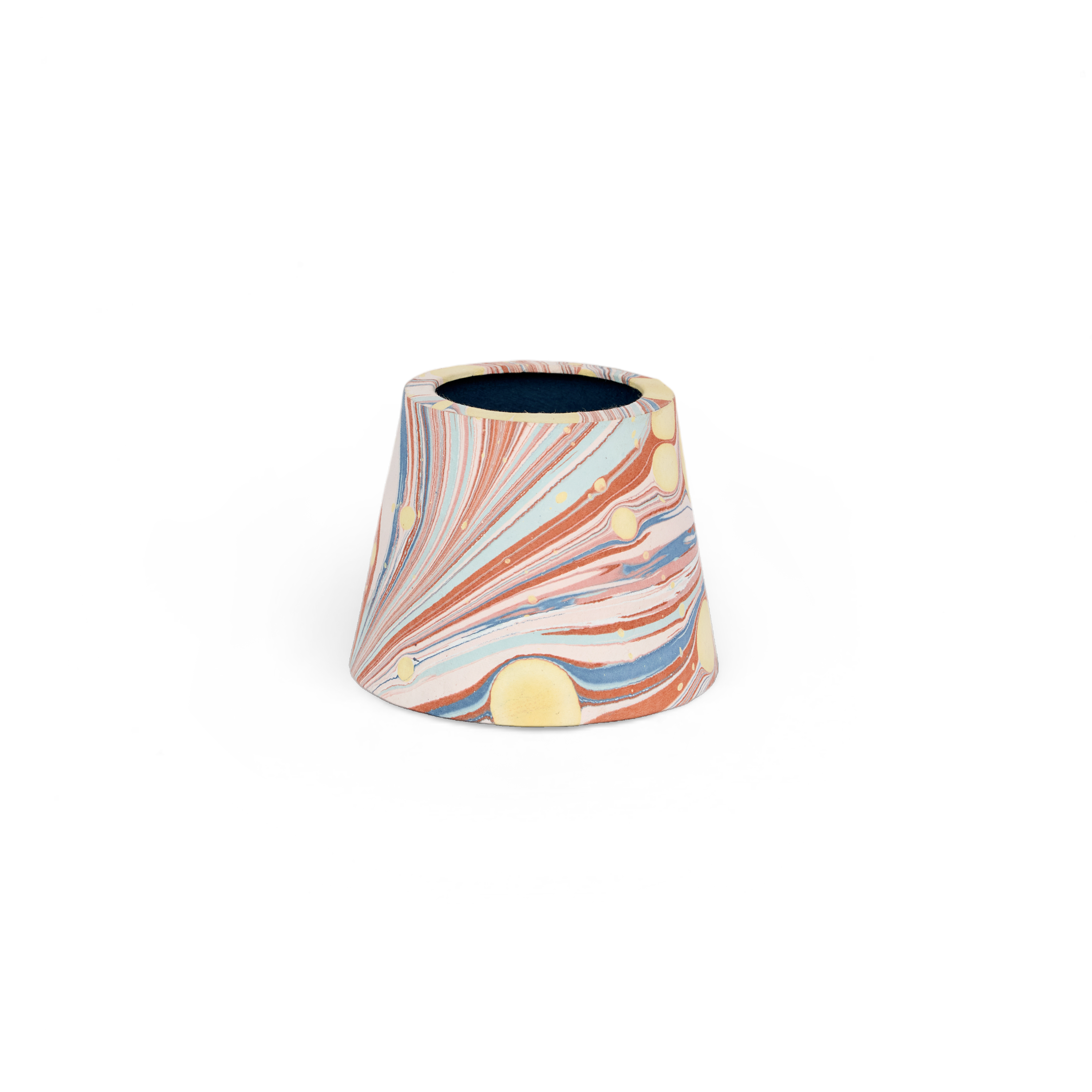 Sunset Swirl – Hand Marbled Lampshade Cover (3.75” H x 4.5” W x 3.5” Ø | 100% Recycled Cotton Paper)