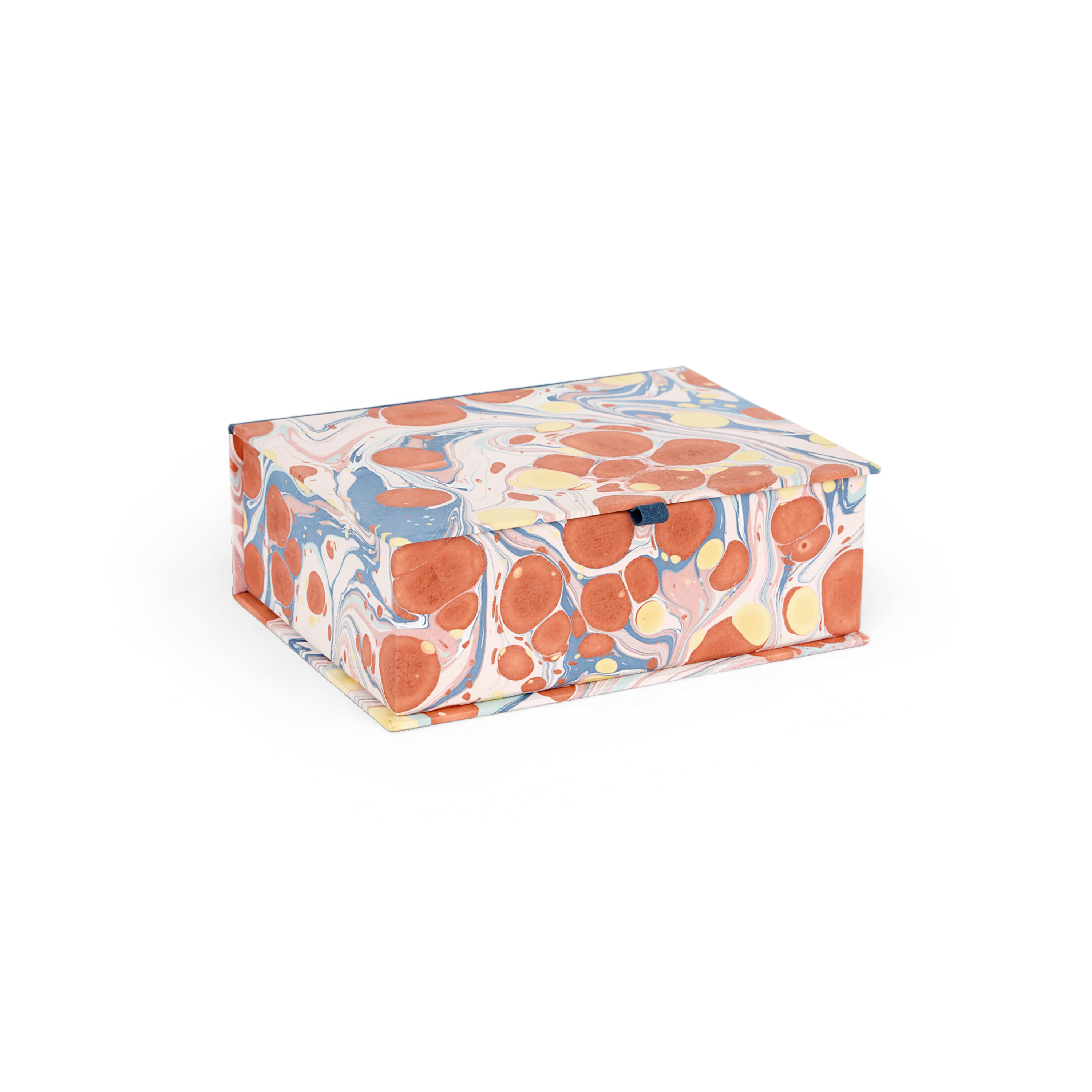 Sunset Stone – Hand Marbled Keepsake Box (9.5" x 7" x 3.5" | 100% Recycled Cotton Paper)
