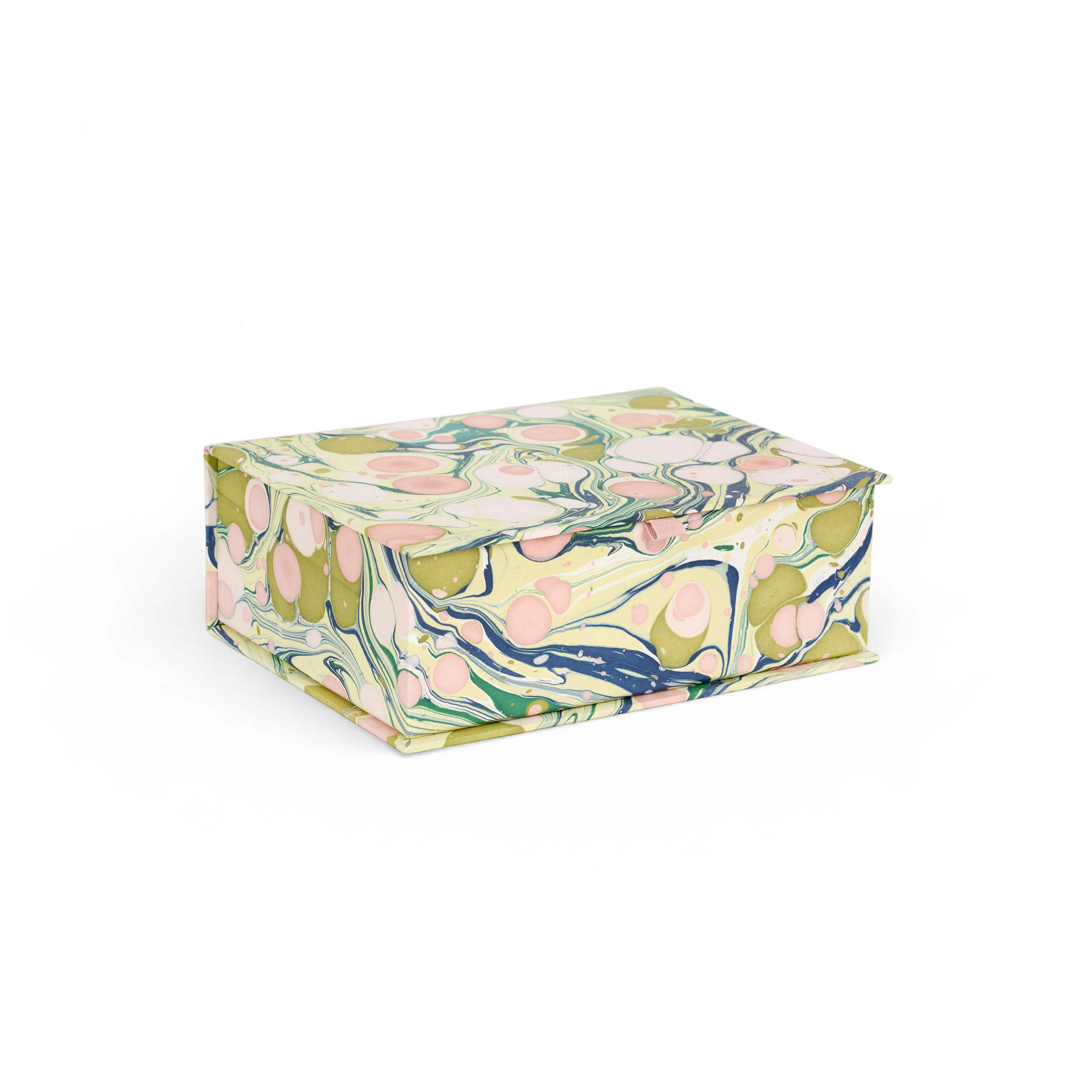 Meadow Stone – Hand Marbled Keepsake Box (9.5" x 7" x 3.5" | 100% Recycled Cotton Paper)