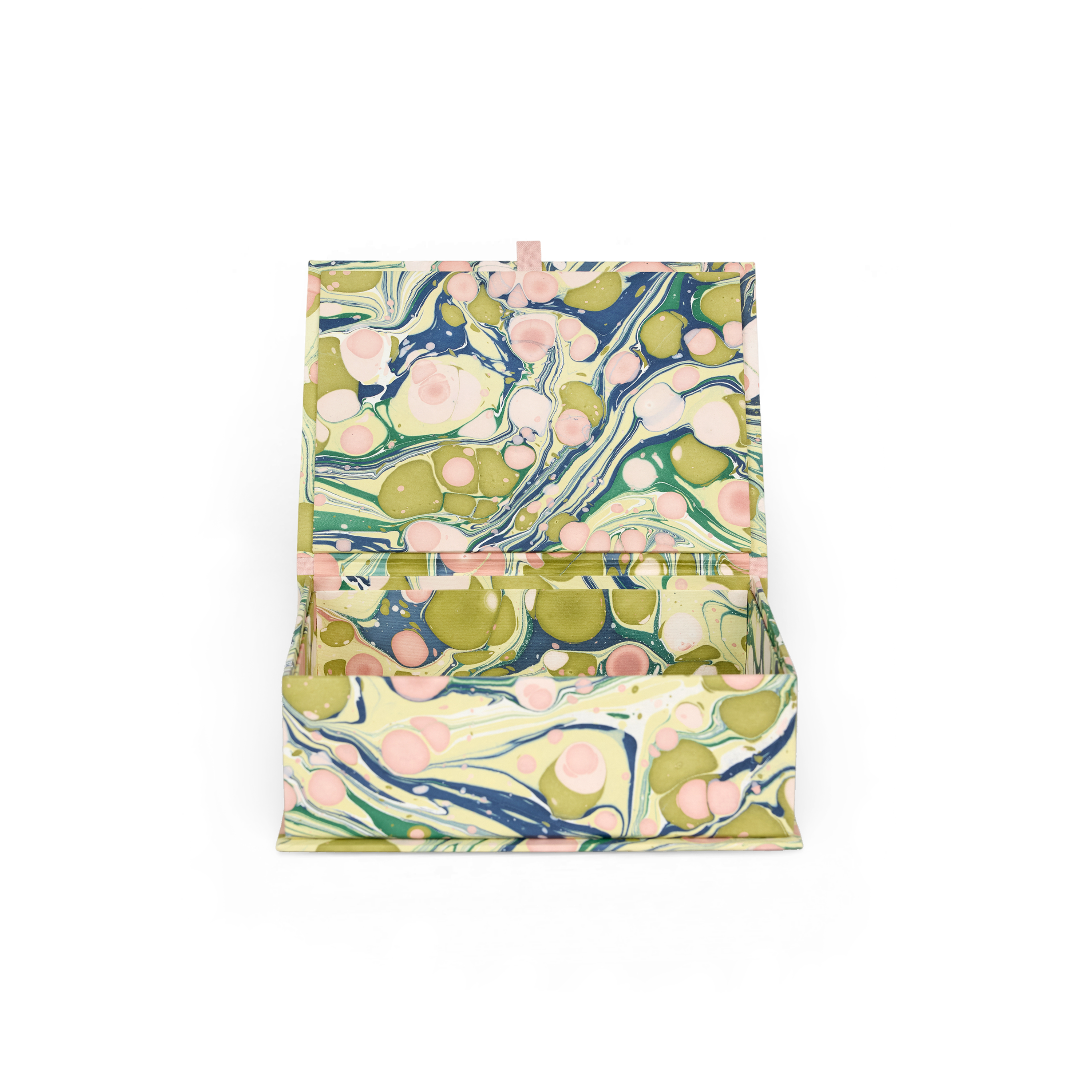 Meadow Stone – Hand Marbled Keepsake Box (9.5" x 7" x 3.5" | 100% Recycled Cotton Paper)