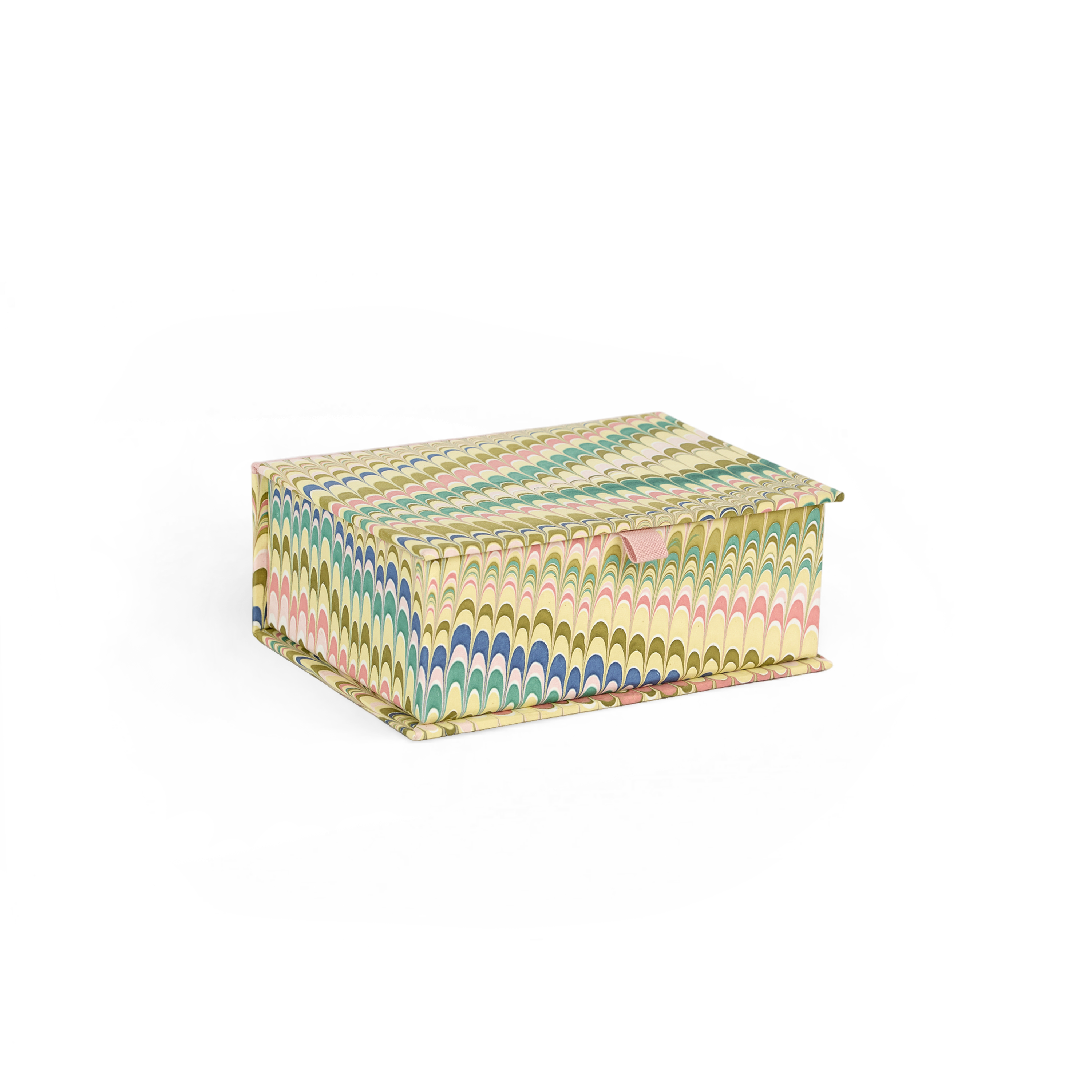 Meadow Wave – Hand Marbled Keepsake Box (6.75” x 5” x 2.75” | 100% Recycled Cotton Paper)
