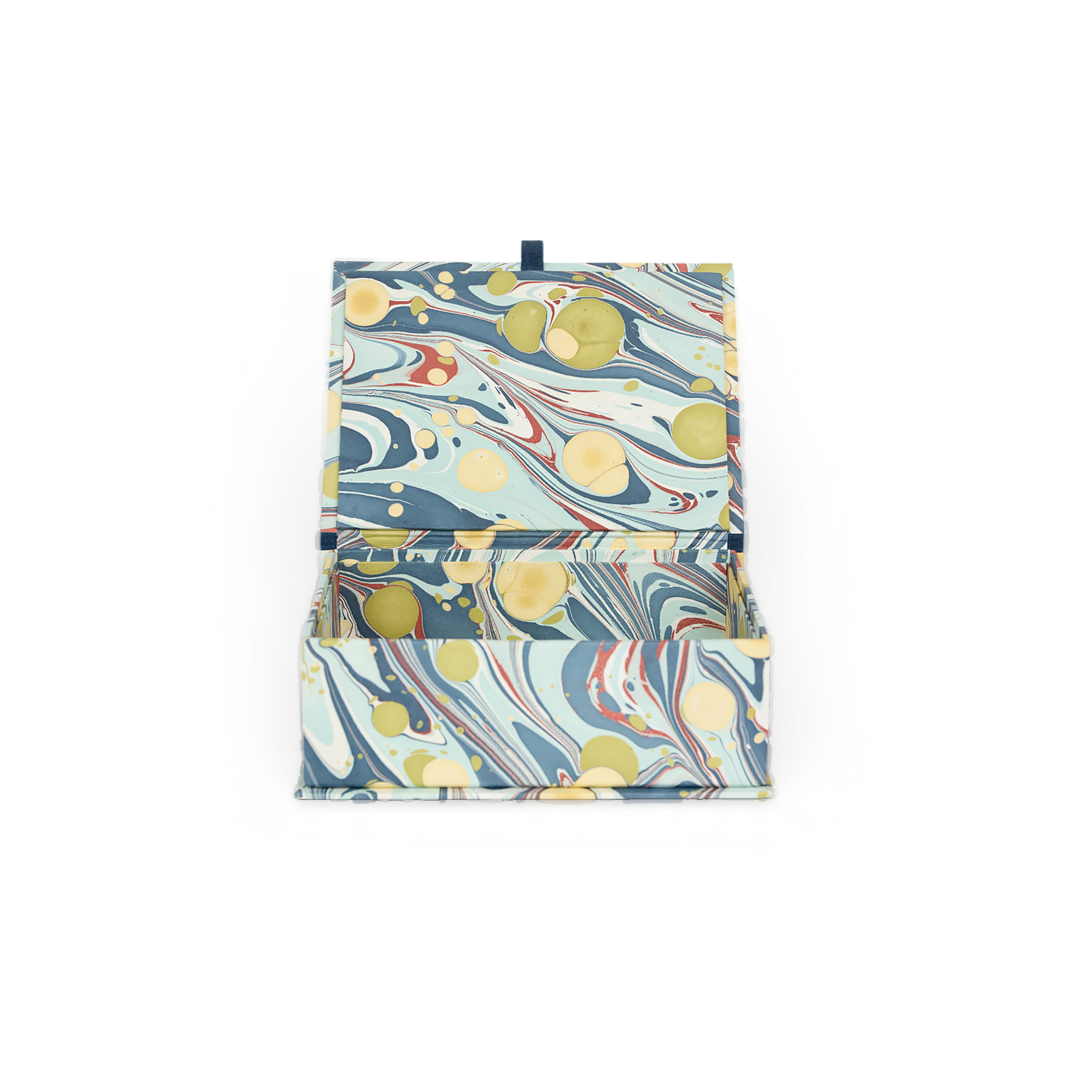Ocean Stone – Hand Marbled Keepsake Box (9.5" x 7" x 3.5" | 100% Recycled Cotton Paper)