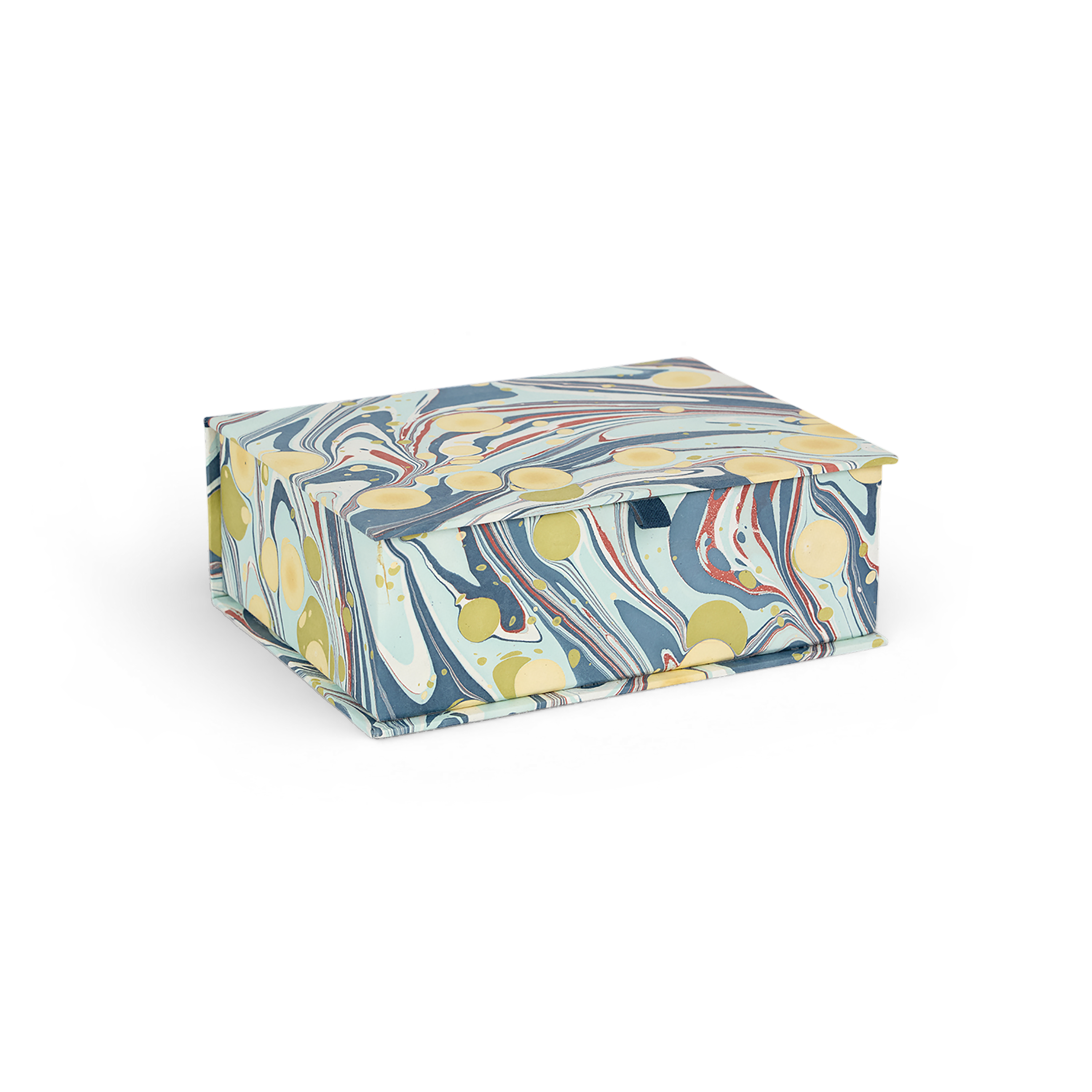 Ocean Stone – Hand Marbled Keepsake Box (9.5" x 7" x 3.5" | 100% Recycled Cotton Paper)