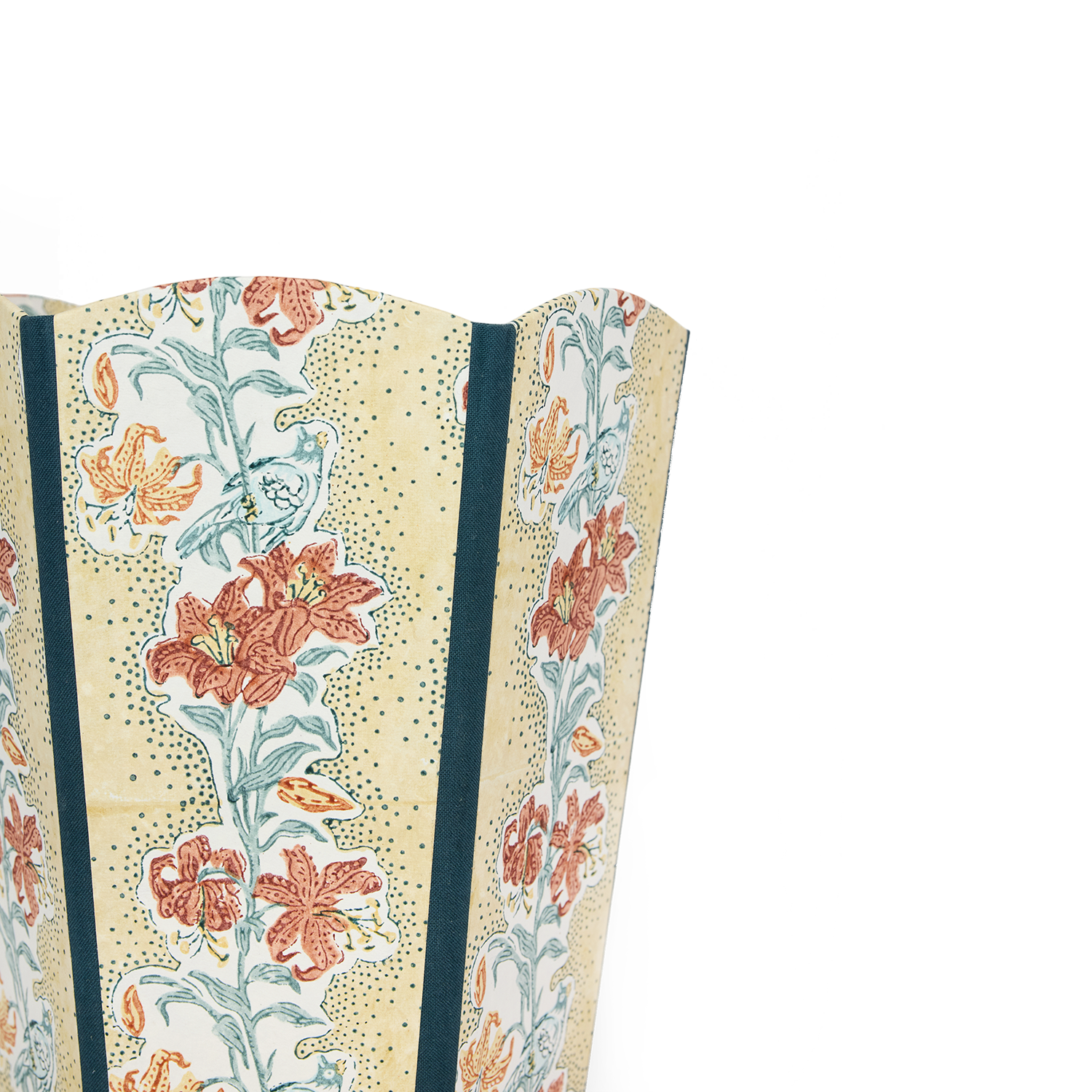 Earth Garden – Hand Block Printed Scalloped Basket (9.5" W x 9.5" D x 12" H.)