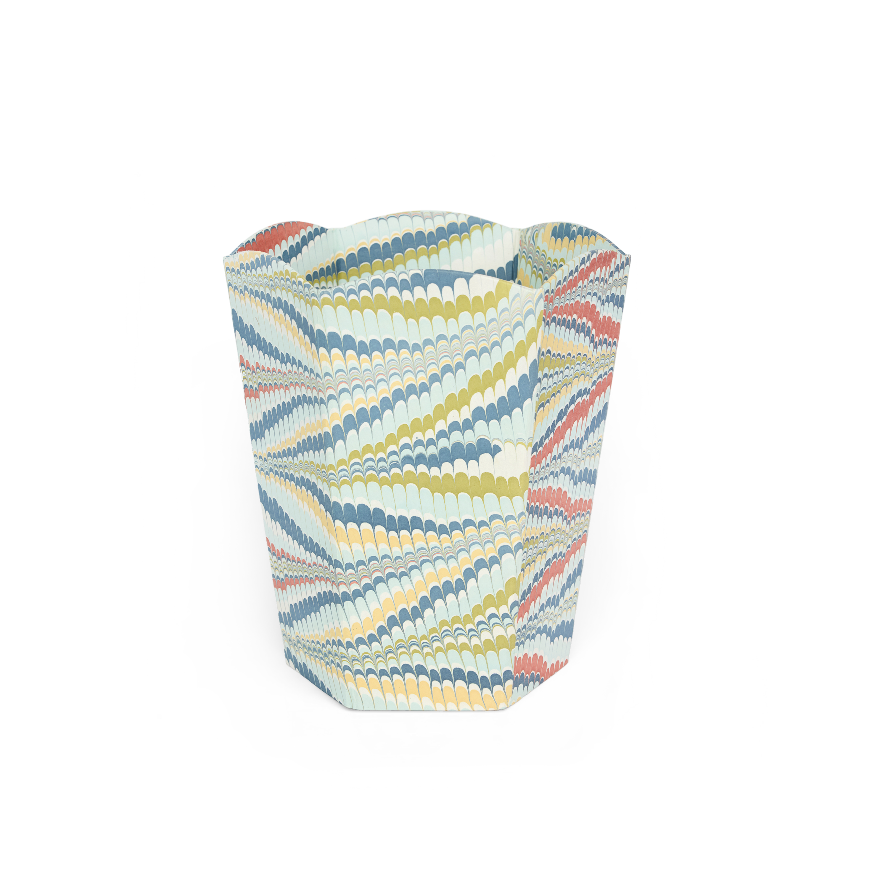Ocean Wave – Hand Marbled Scalloped Basket (9.5" W x 9.5" D x 12" H.)