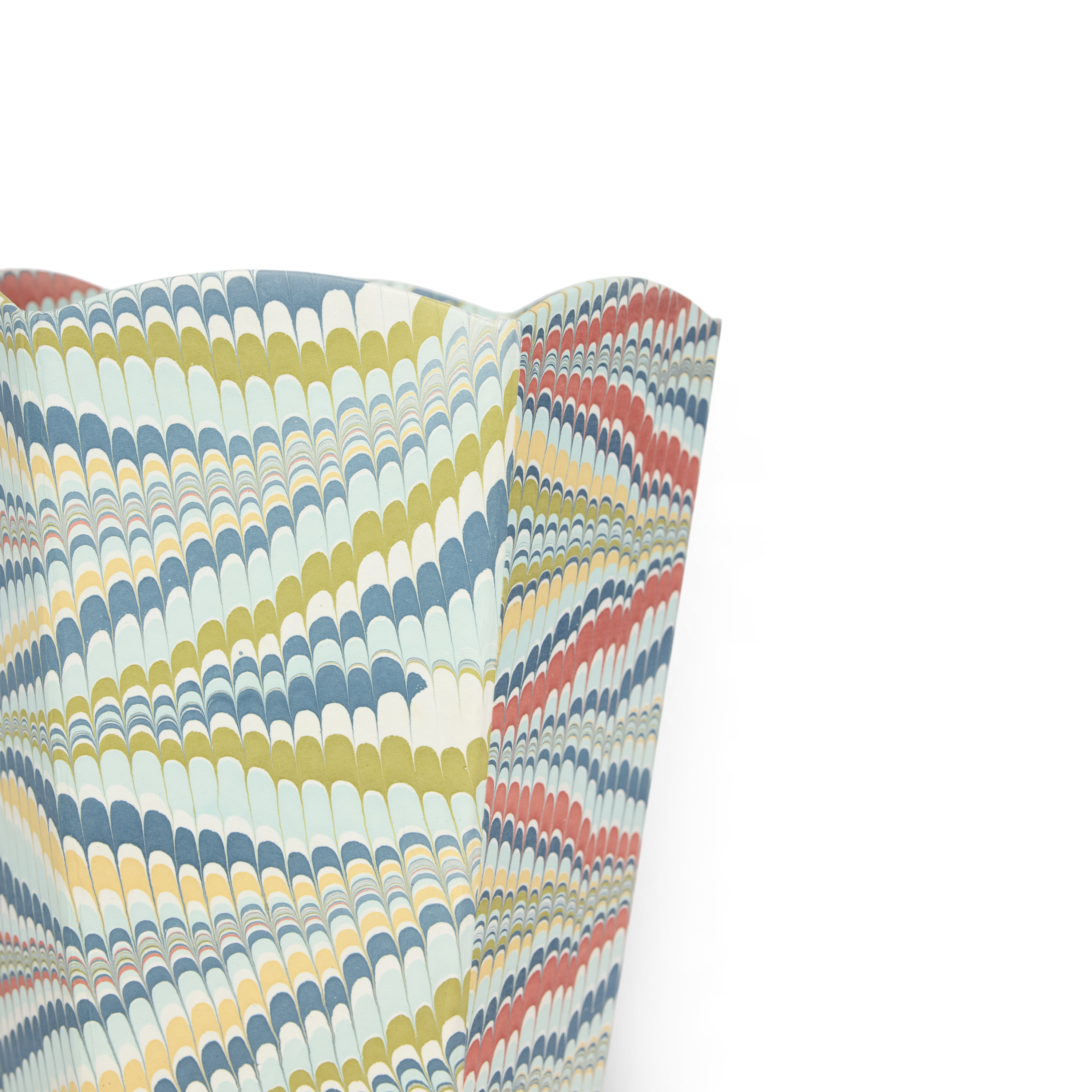 Ocean Wave – Hand Marbled Scalloped Basket (9.5" W x 9.5" D x 12" H.)