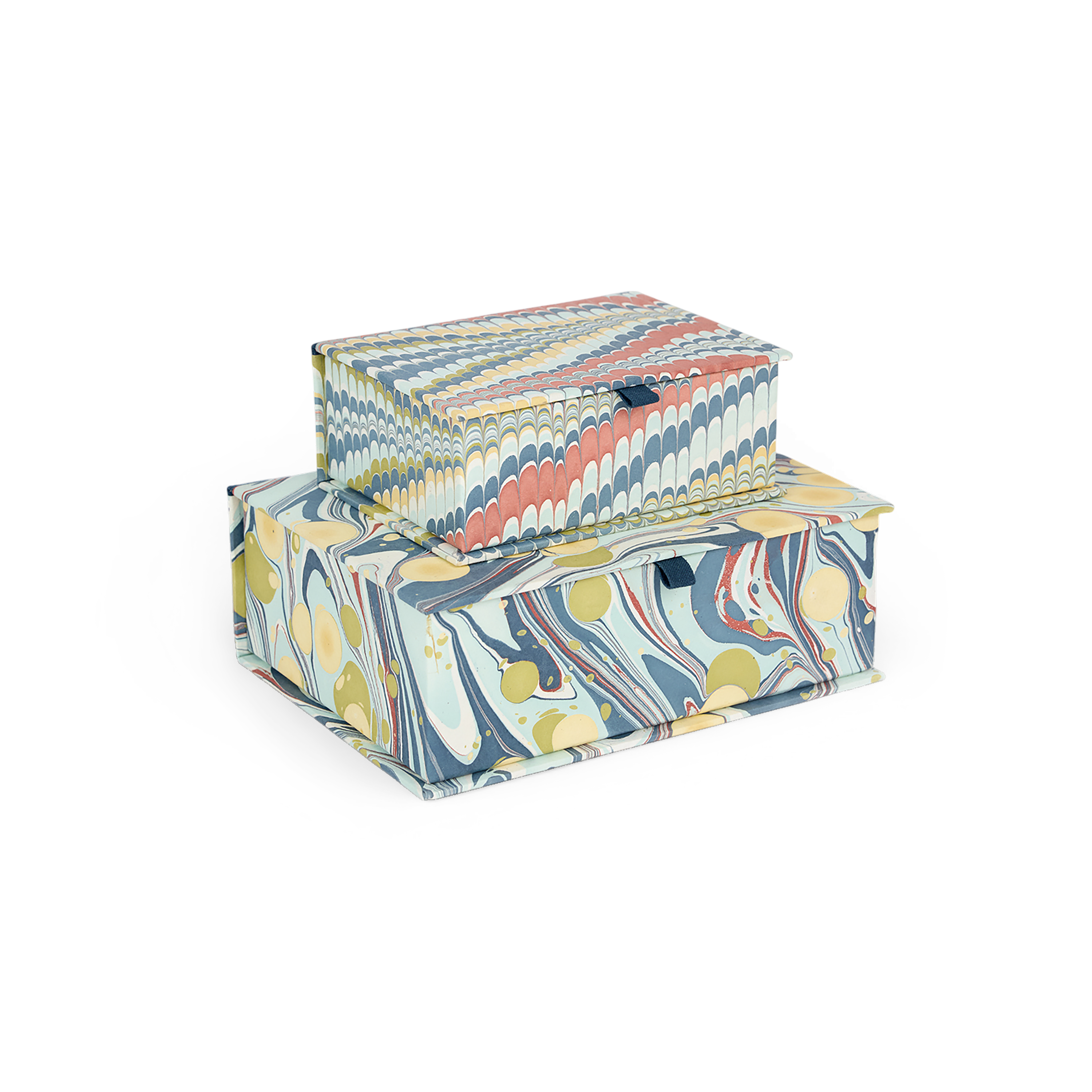Ocean Stone – Hand Marbled Keepsake Box (9.5" x 7" x 3.5" | 100% Recycled Cotton Paper)