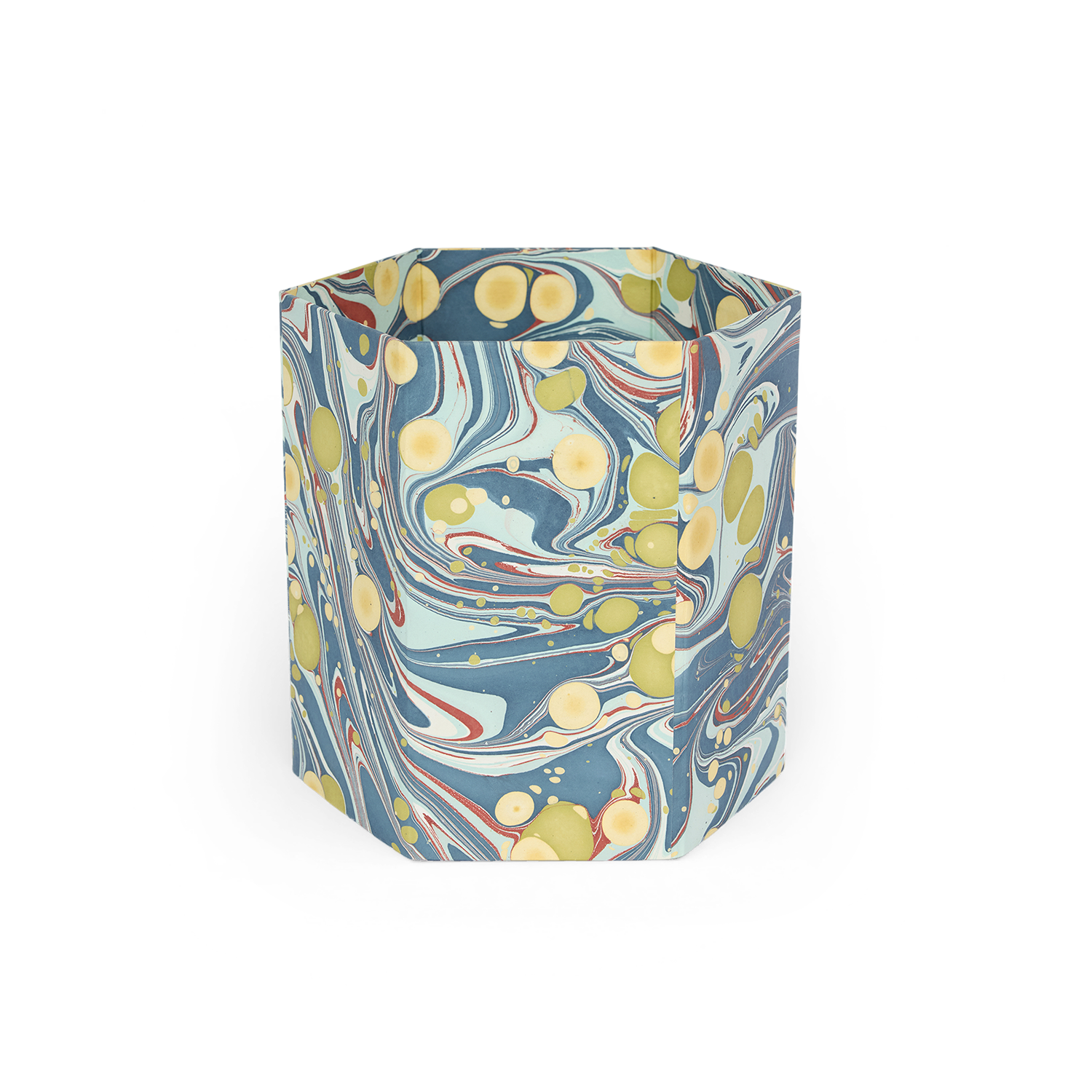 Ocean Stone – Hand Marbled Scalloped Basket (9.5" W x 9.5" D x 10.5" H.)