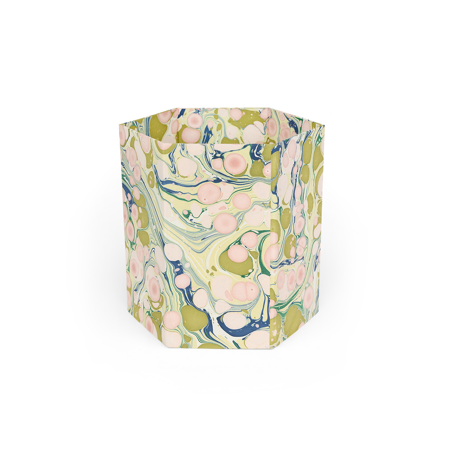Meadow Stone – Hand Marbled Scalloped Basket (9.5" W x 9.5" D x 10.5" H.)