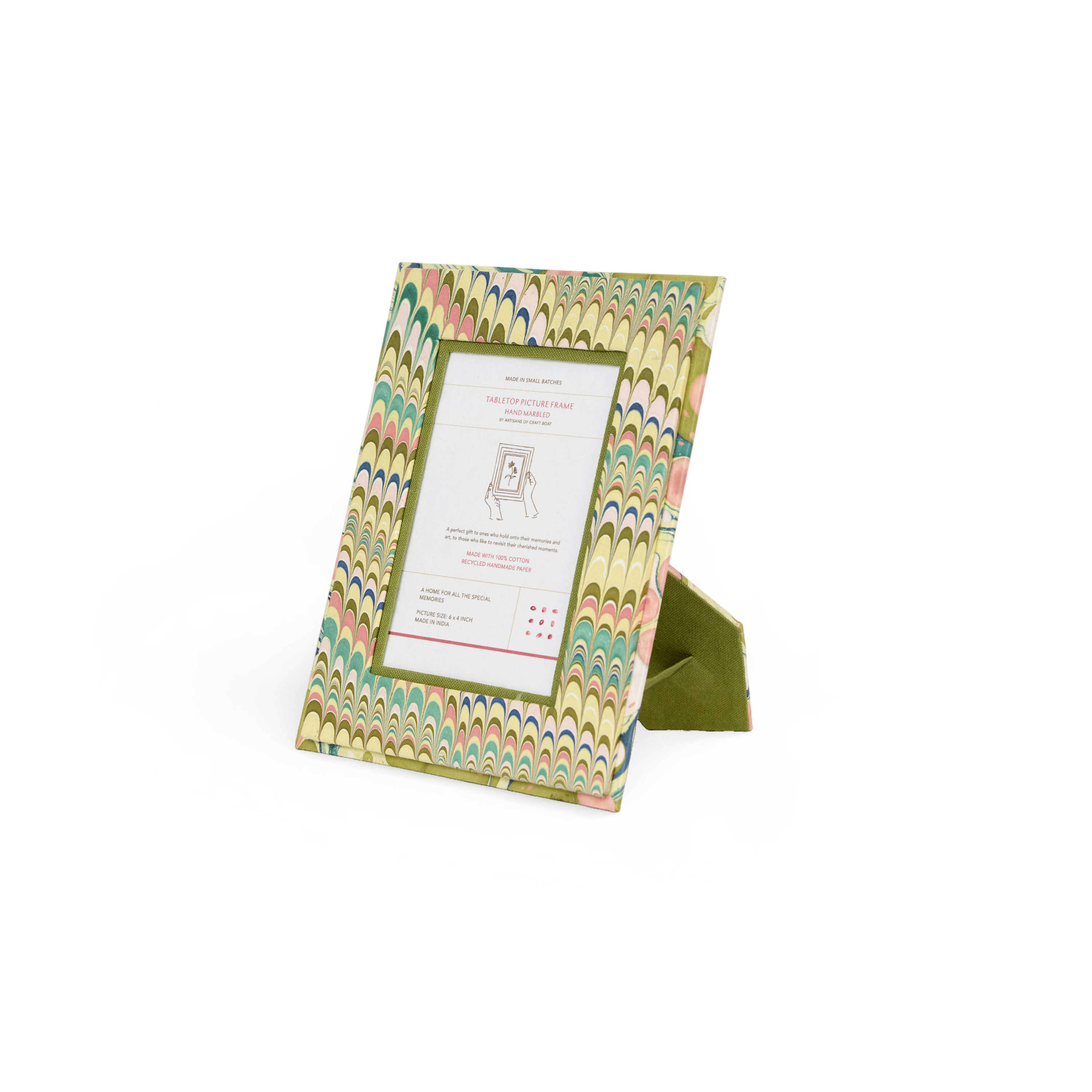 Meadow Wave – Hand Marbled Tabletop Picture Frame (7.25" x 5.75", fits 6" x 4" photo)