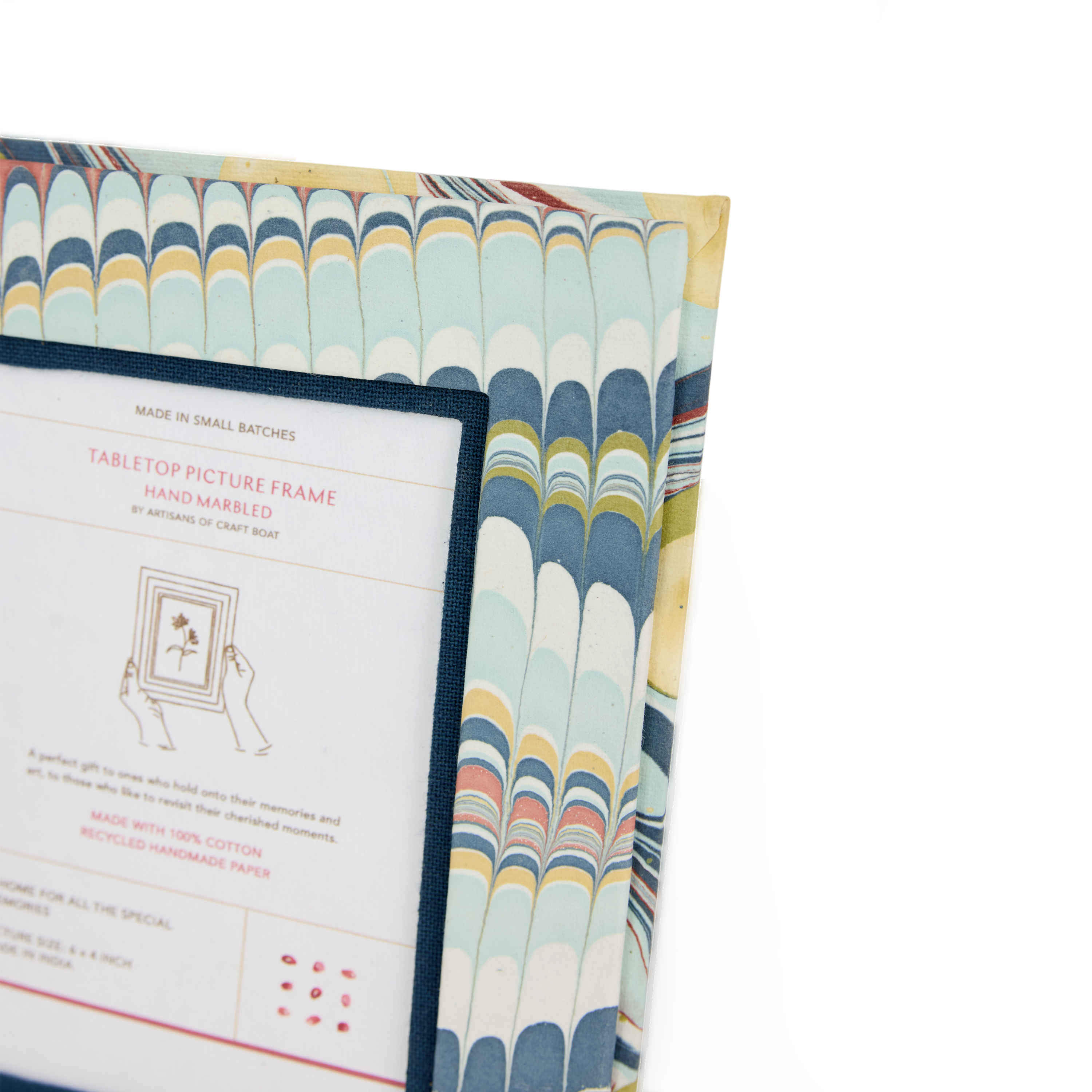 Ocean Wave – Hand Marbled Tabletop Picture Frame (7.25" x 5.75", fits 6" x 4" photo)