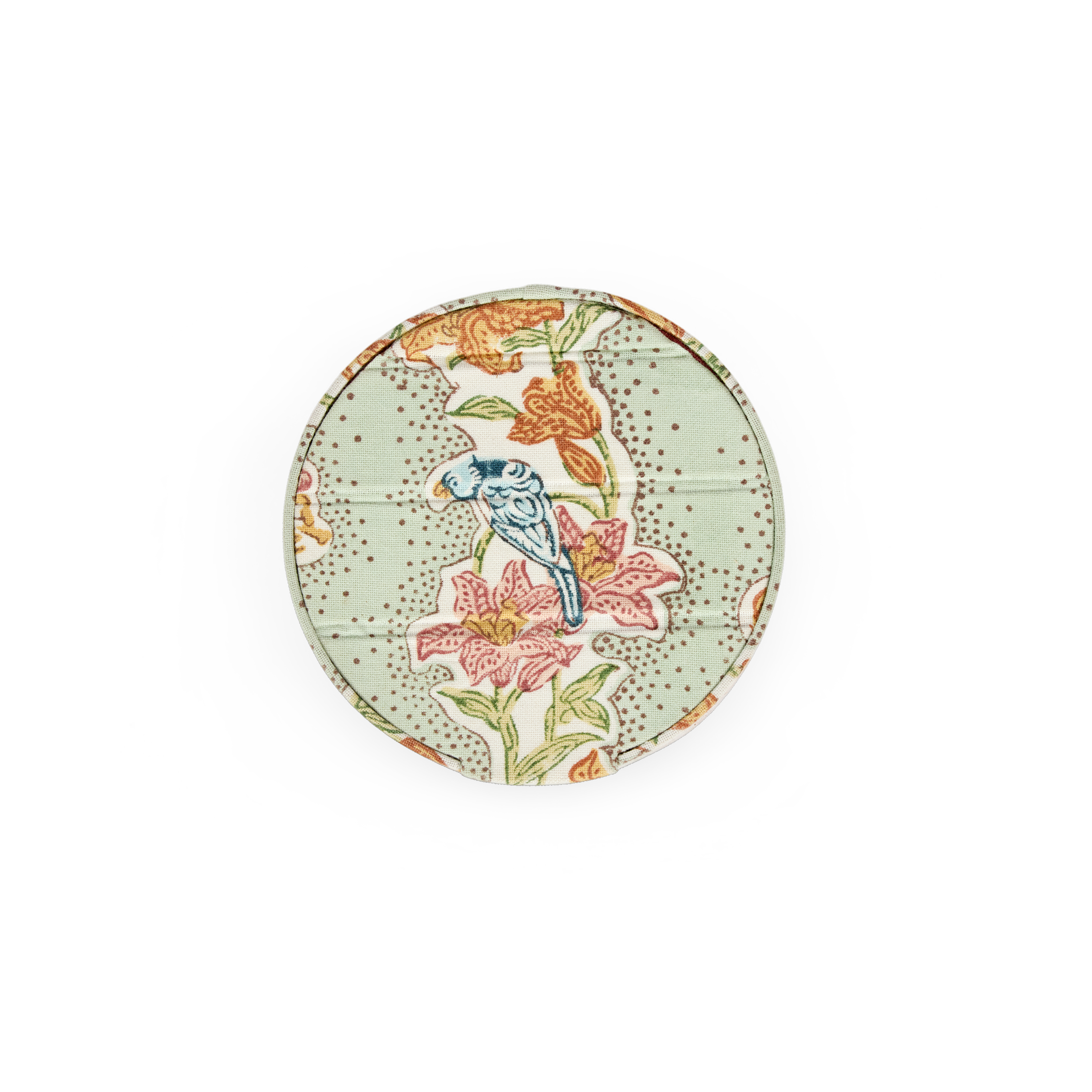 Parrot Garden – Block Printed Keepsake jewellery box (5.25" x 5.25" x 3")